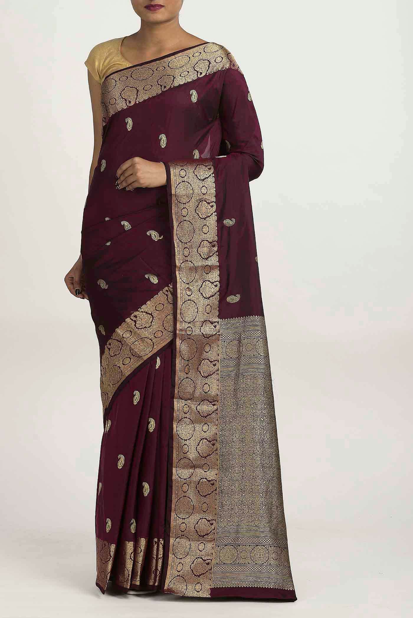 Magenta Blended Bangalore Silk Saree