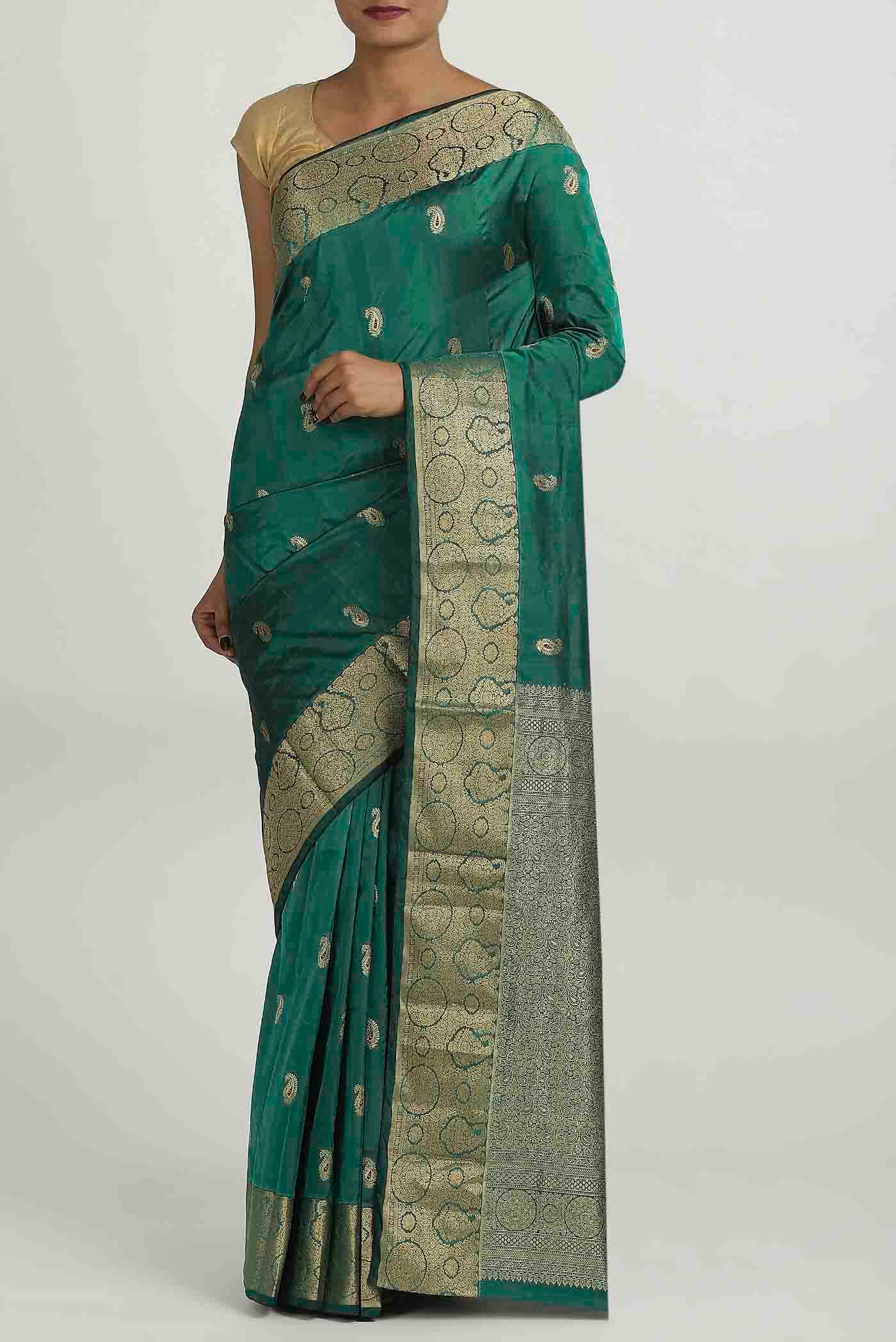 Green Blended Bangalore Silk Saree