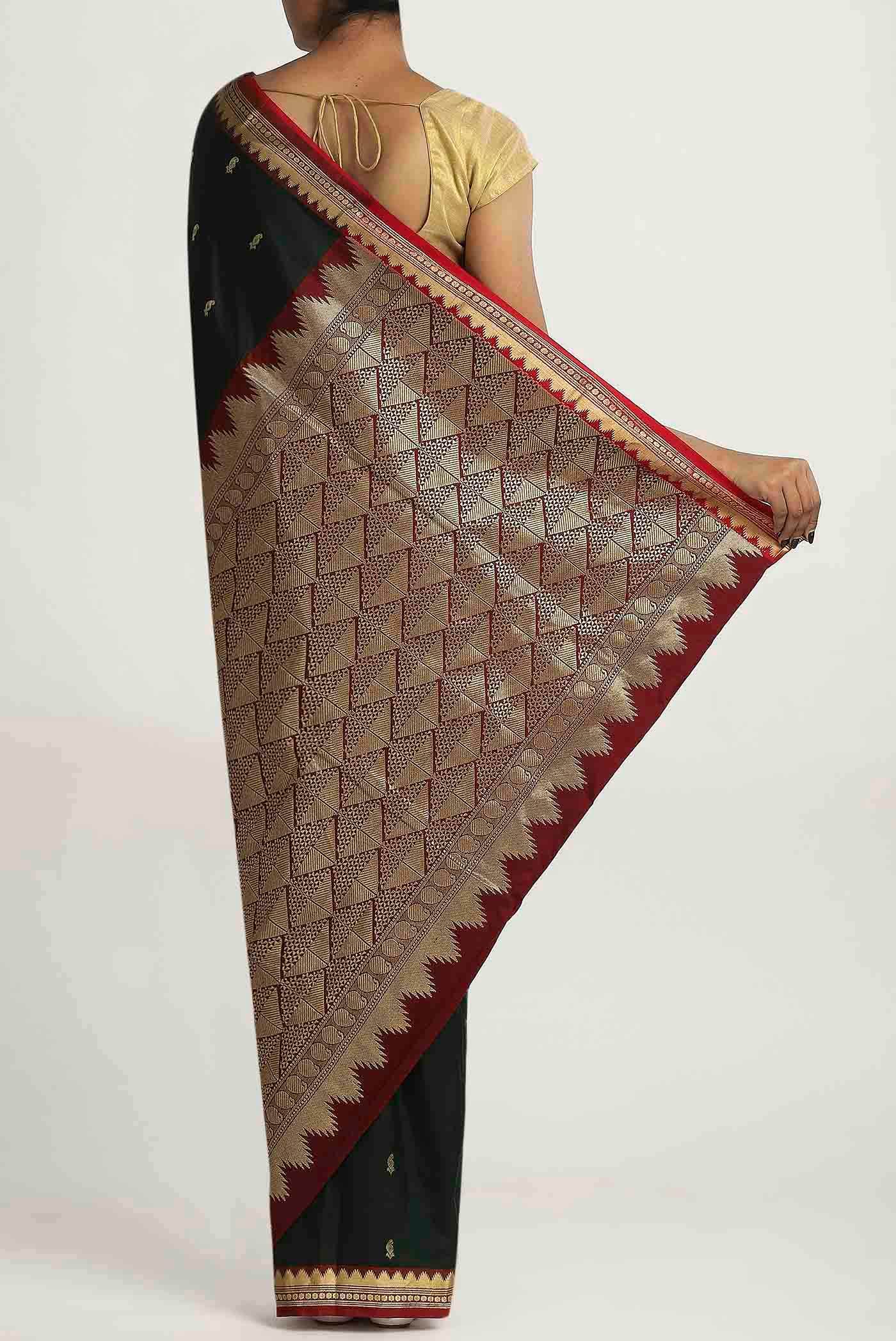 Black Blended Bangalore Silk Saree