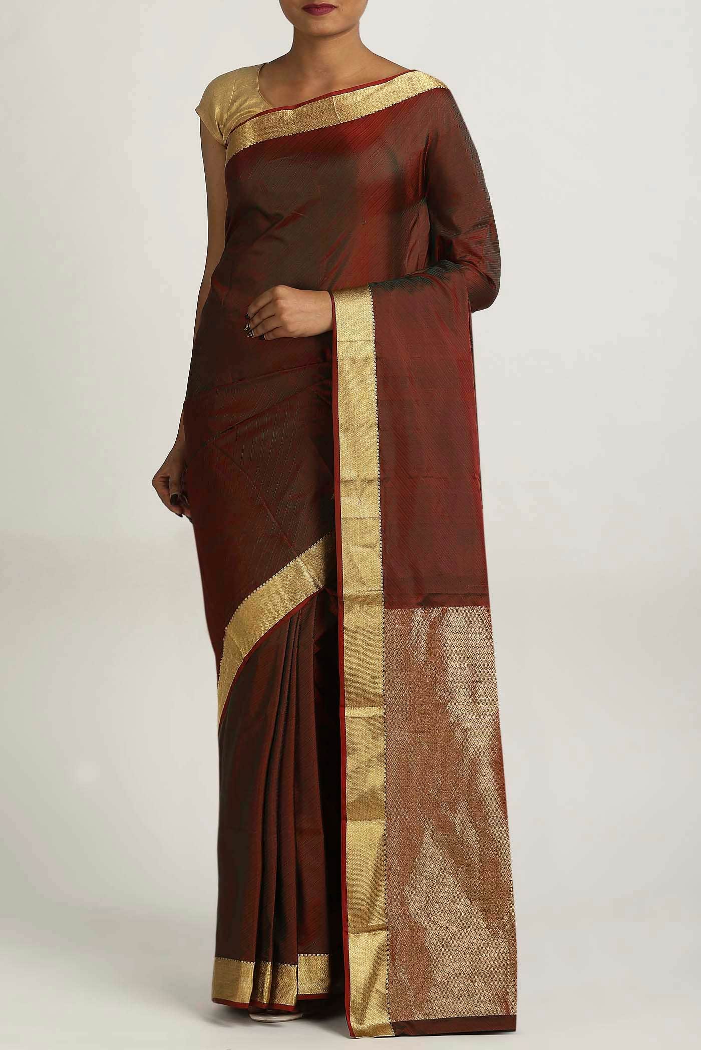 Maroon Blended Bangalore Silk Saree