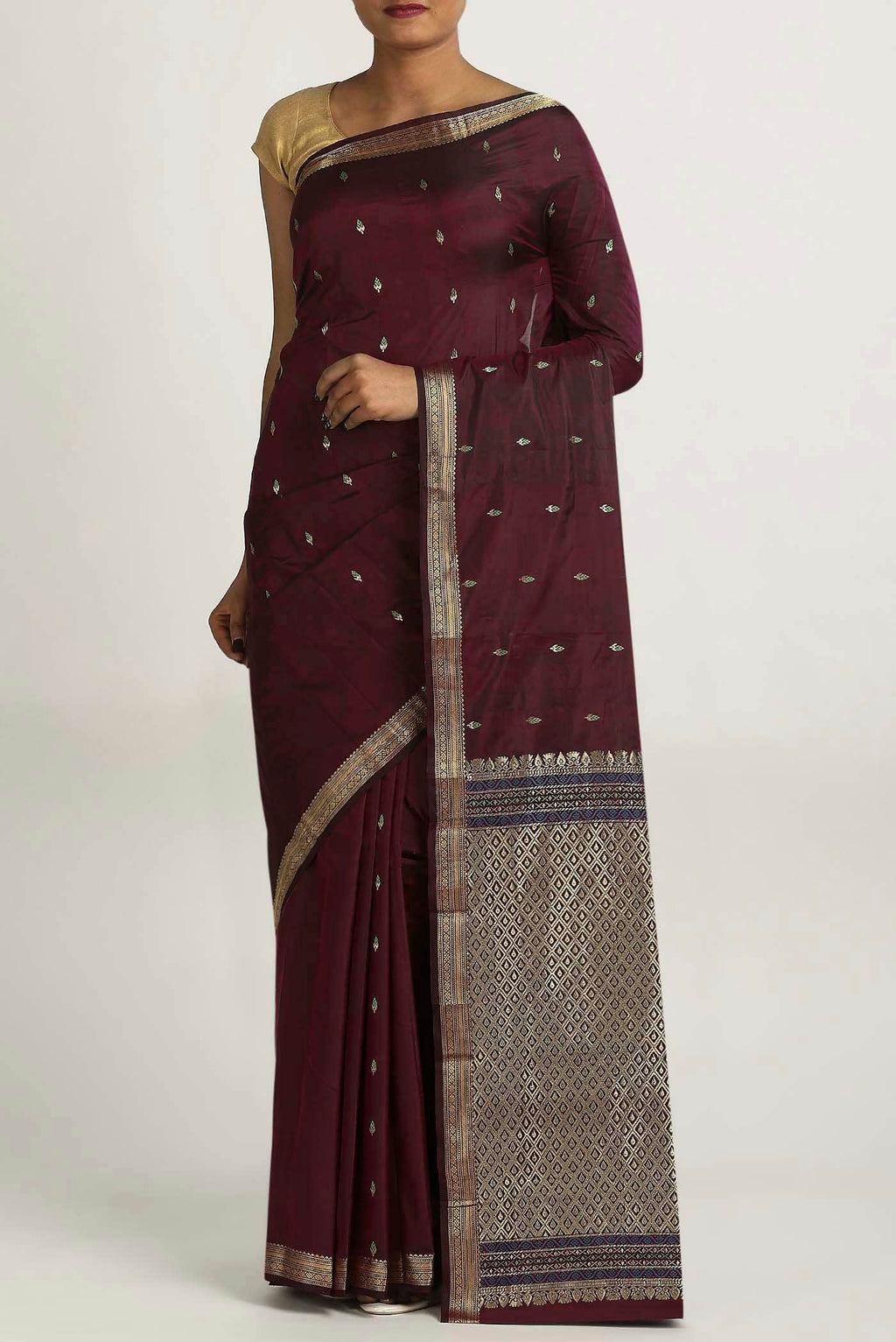 Brown Bangalore Silk Saree