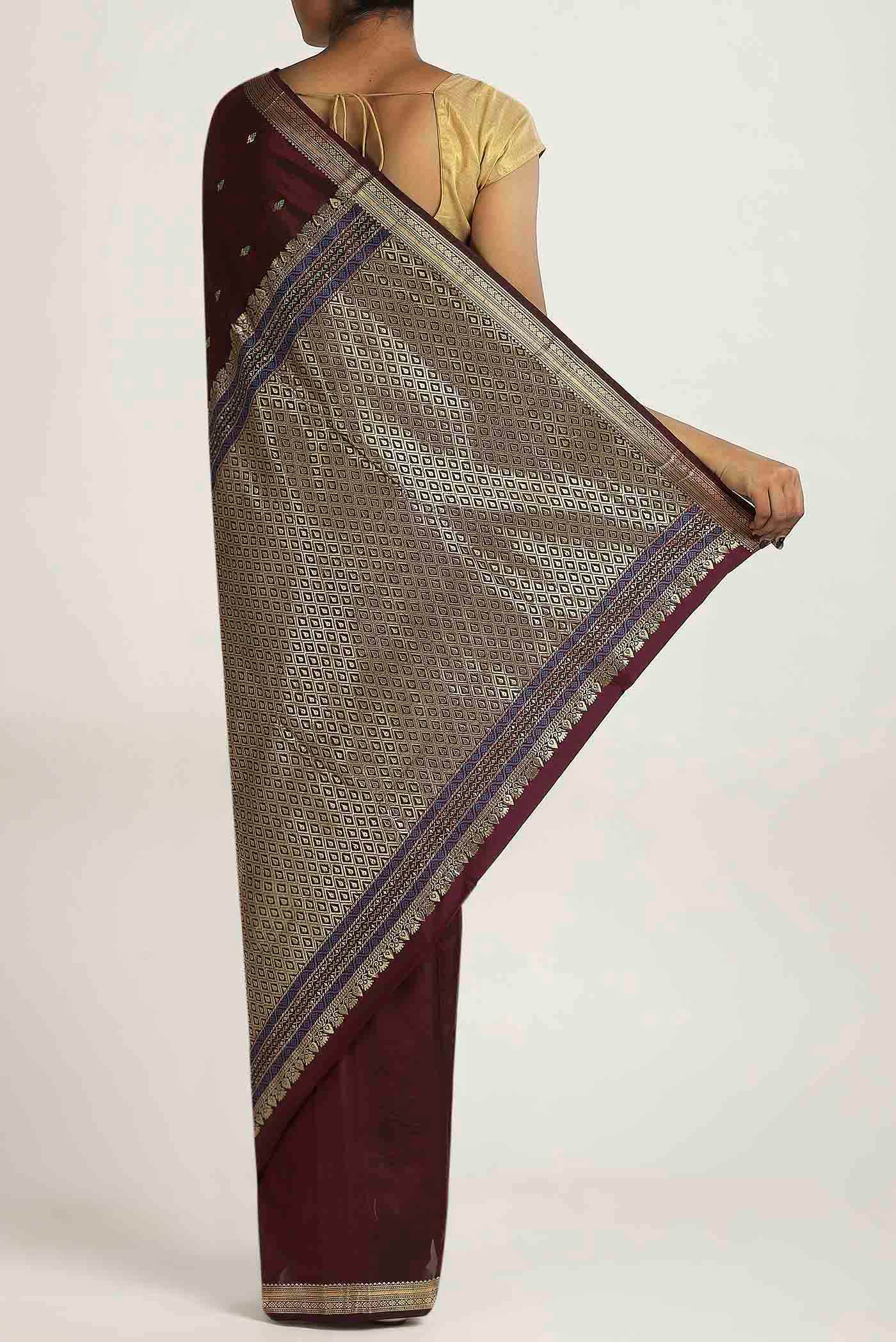 Brown Bangalore Silk Saree