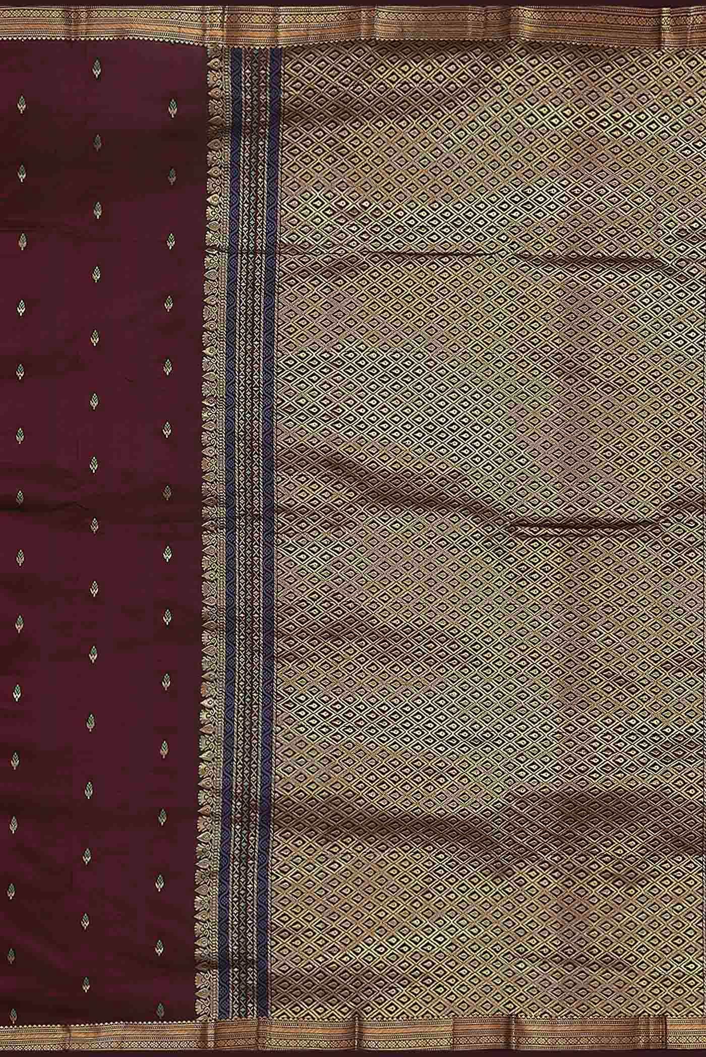 Brown Bangalore Silk Saree