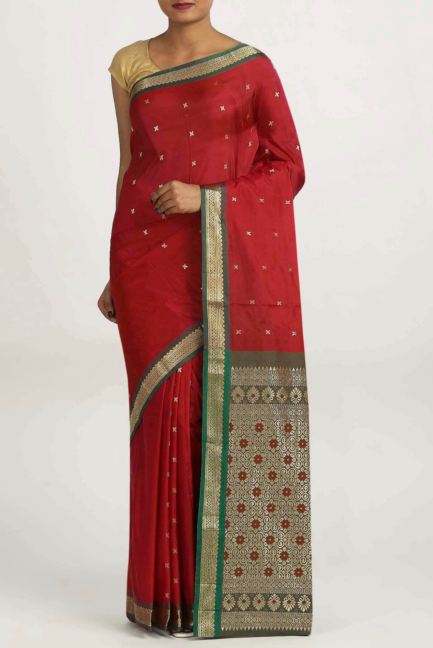 Red Blended Bangalore Silk Saree