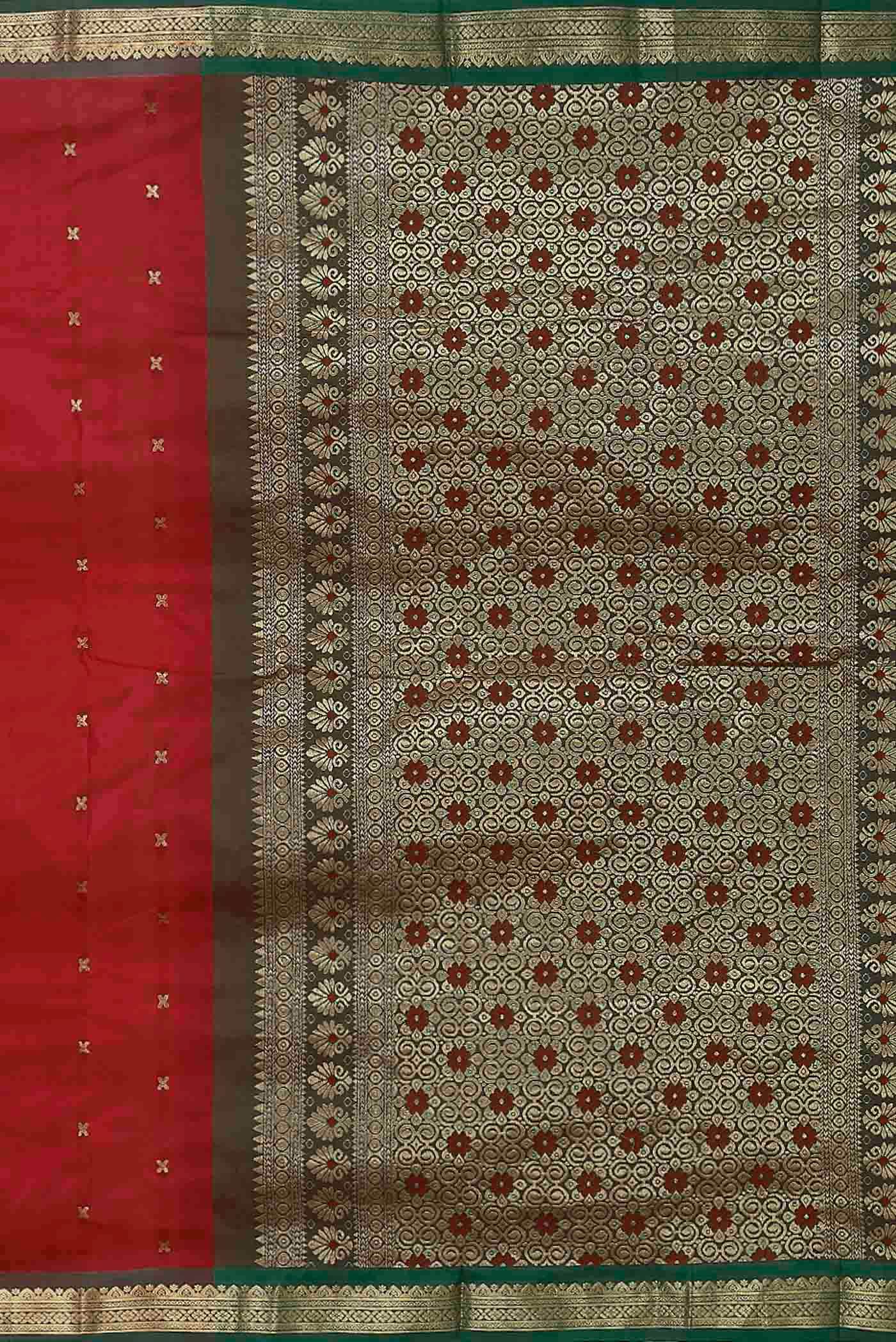 Red Blended Bangalore Silk Saree