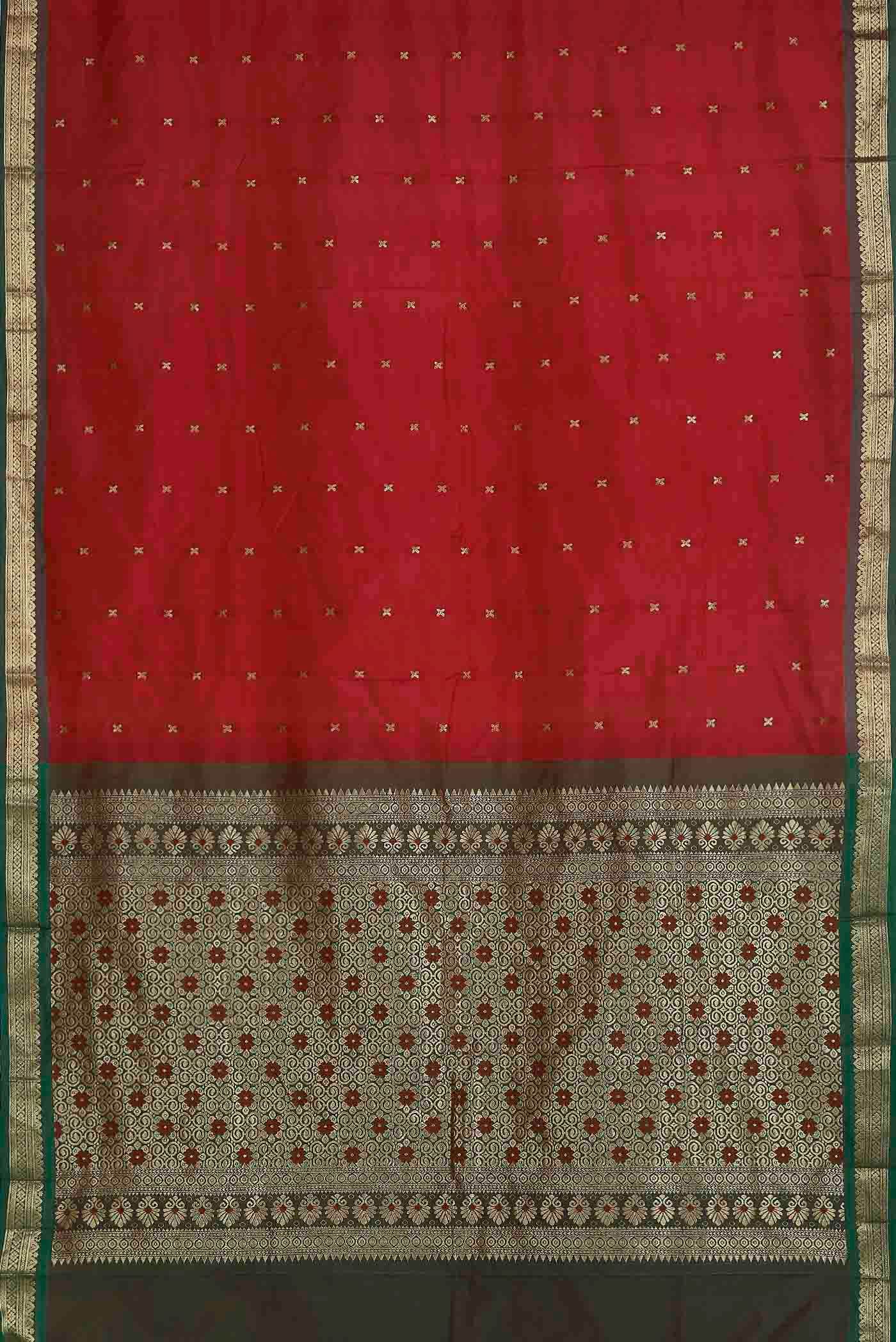 Red Blended Bangalore Silk Saree