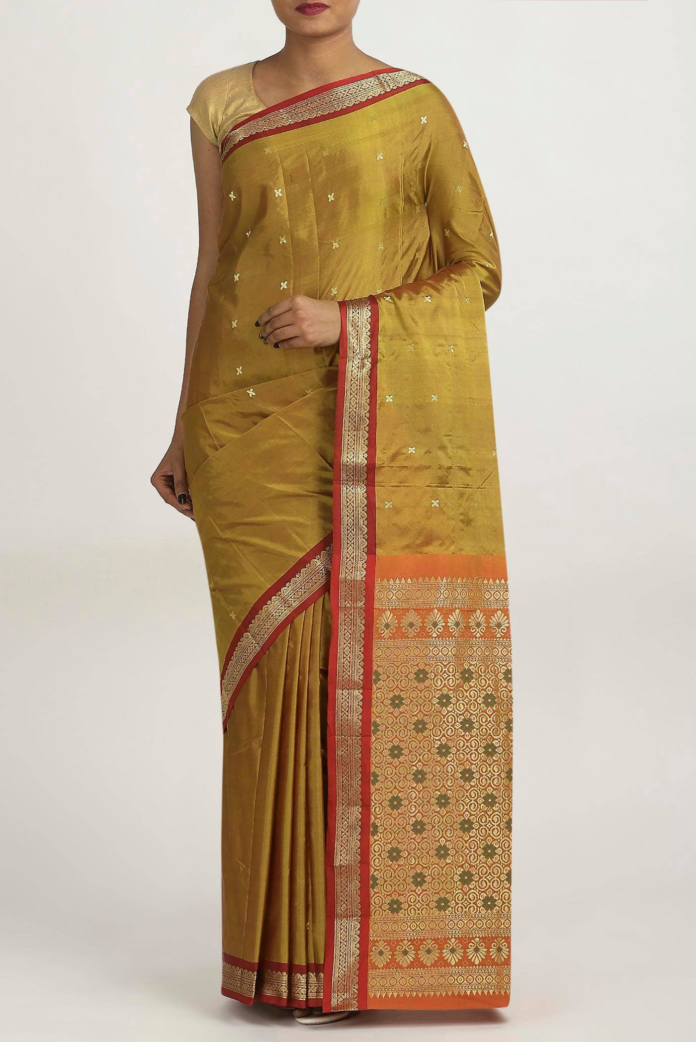 Mehandi Green Blended Bangalore Silk Saree