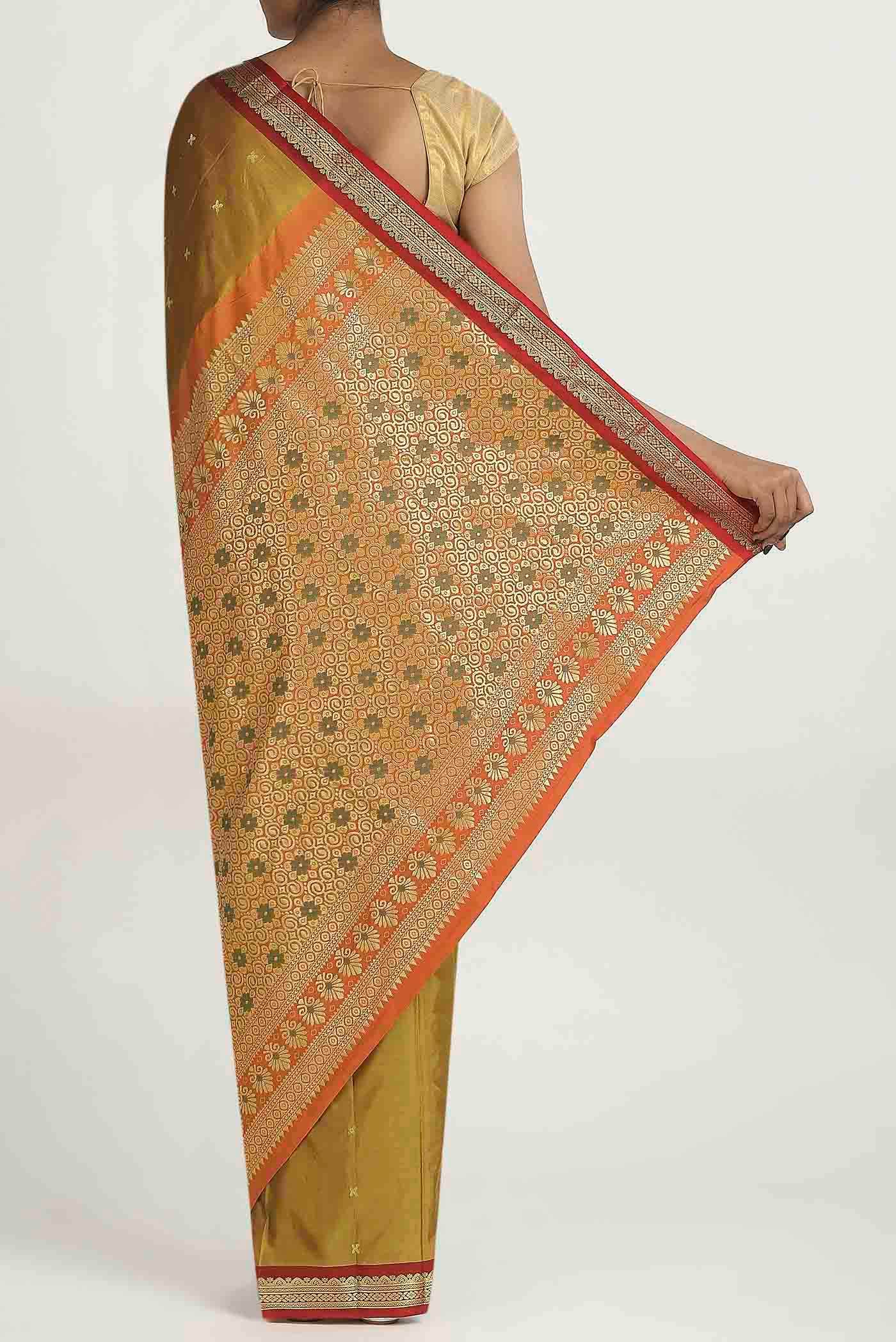 Mehandi Green Blended Bangalore Silk Saree