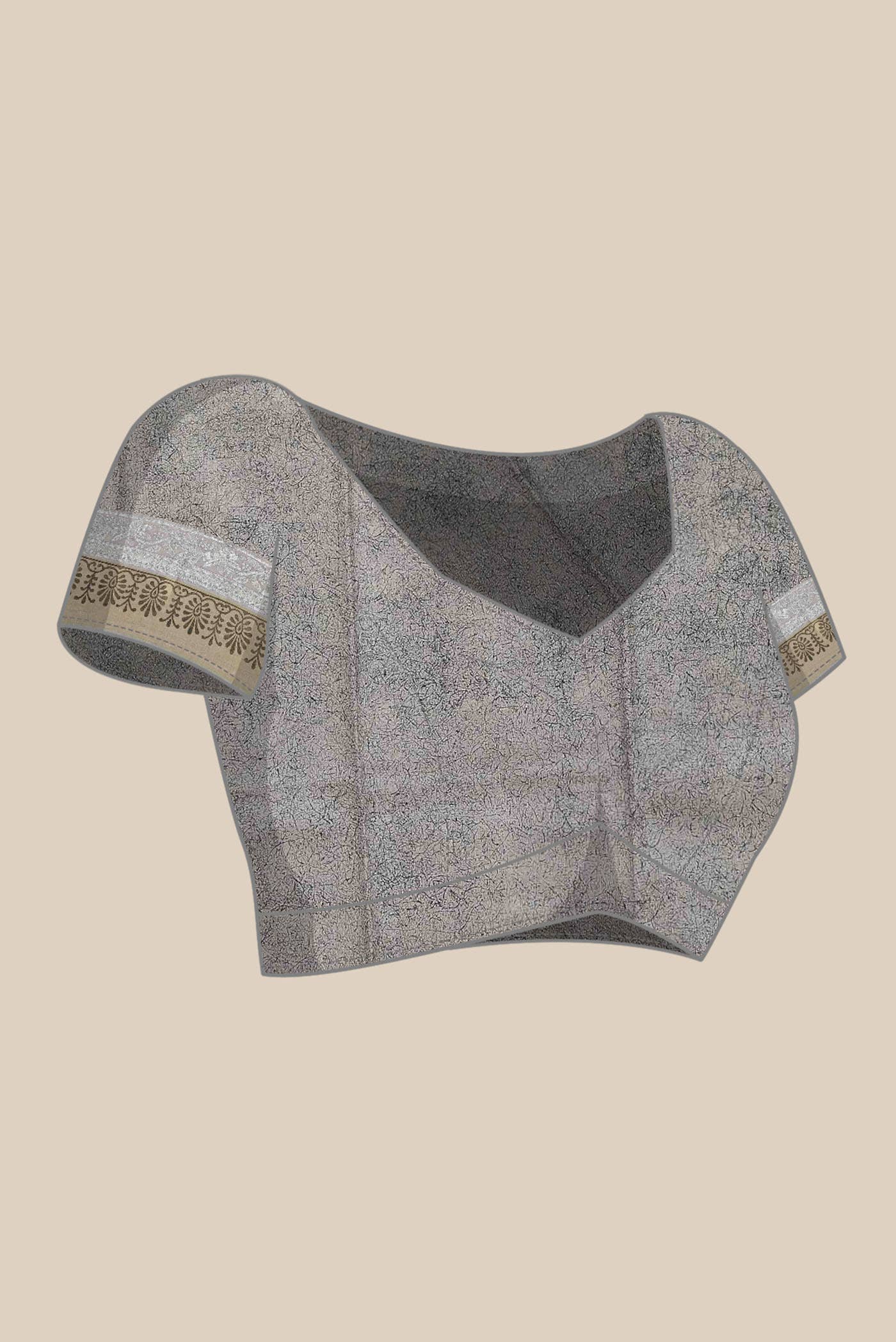 Grey Tussar Silk Saree