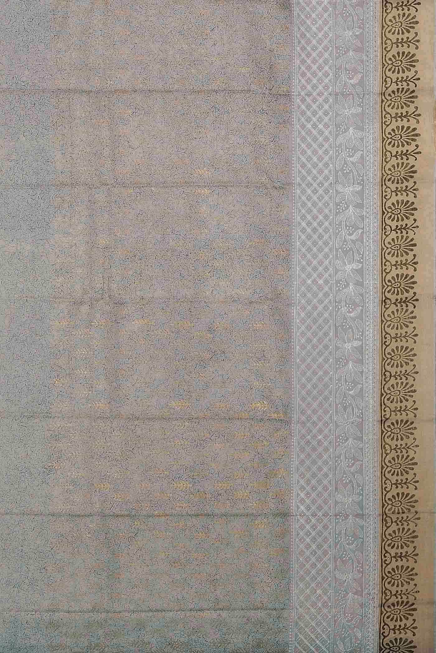 Grey Tussar Silk Saree