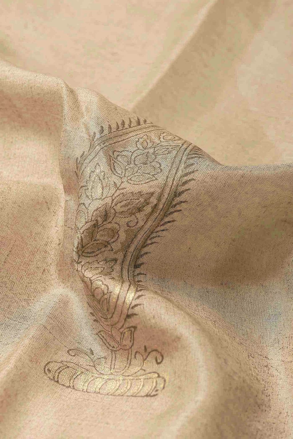 Beige Tussar Silk Saree