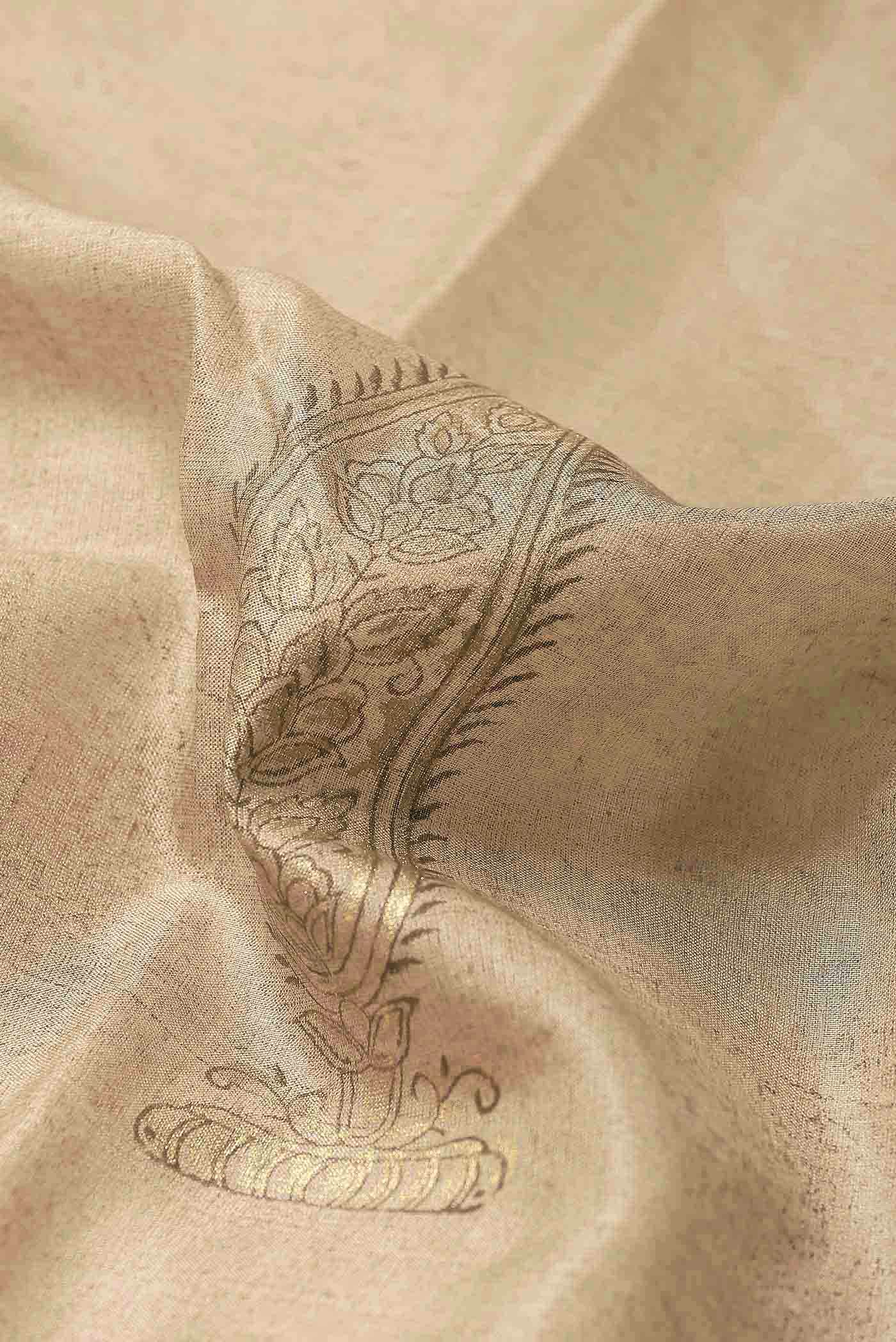 Beige Tussar Silk Saree