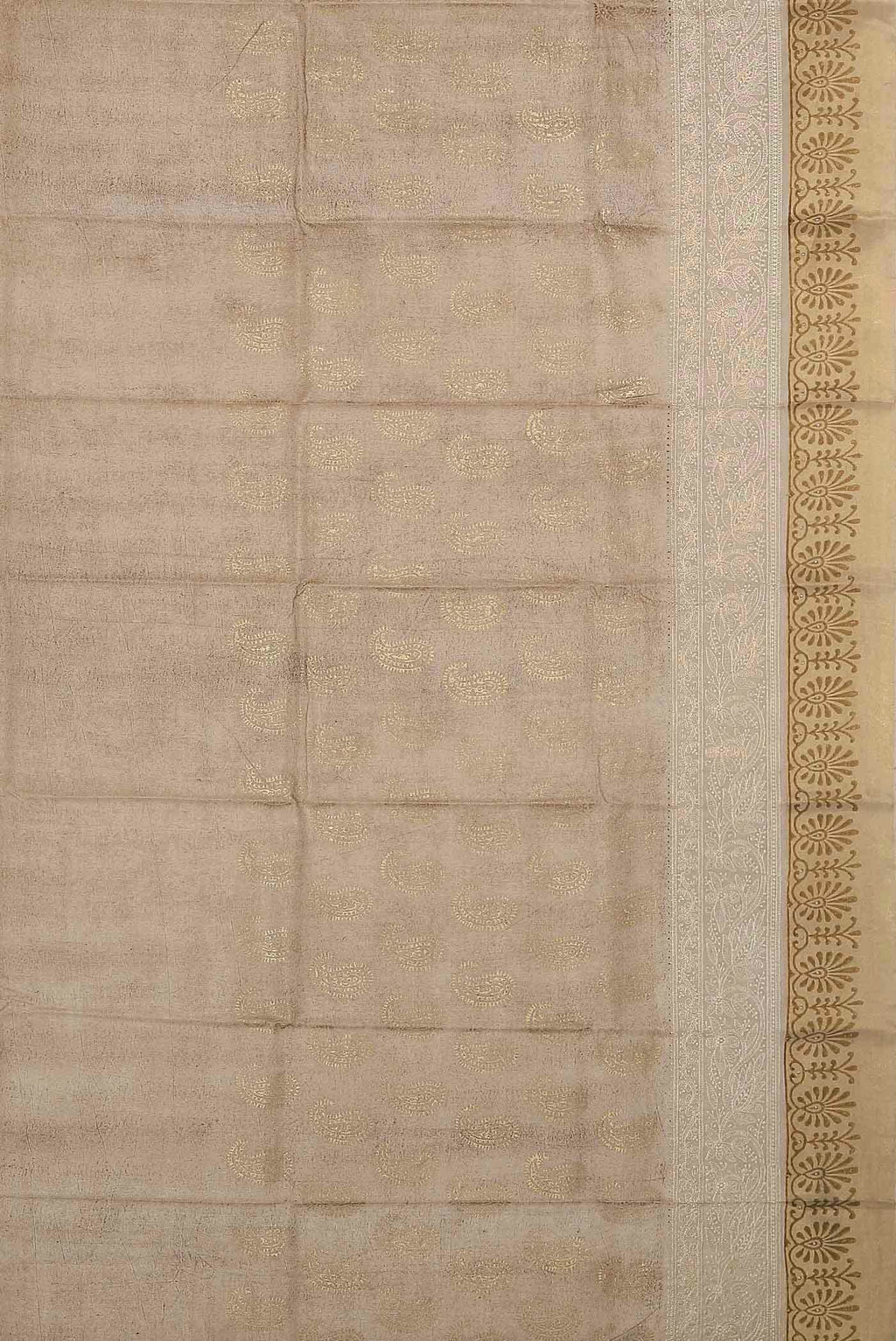 Beige Tussar Silk Saree