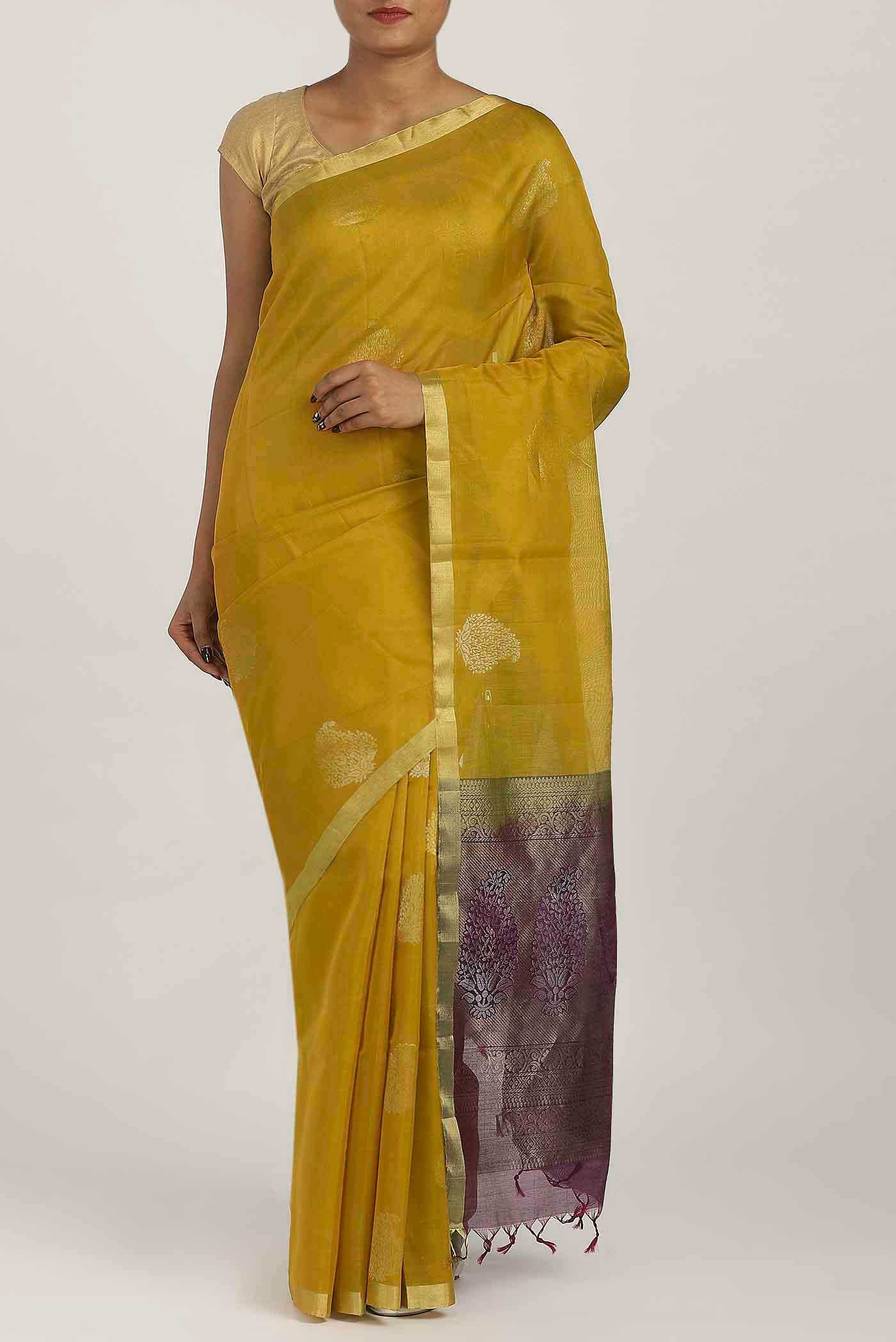 Yellow Silk Cotton Saree