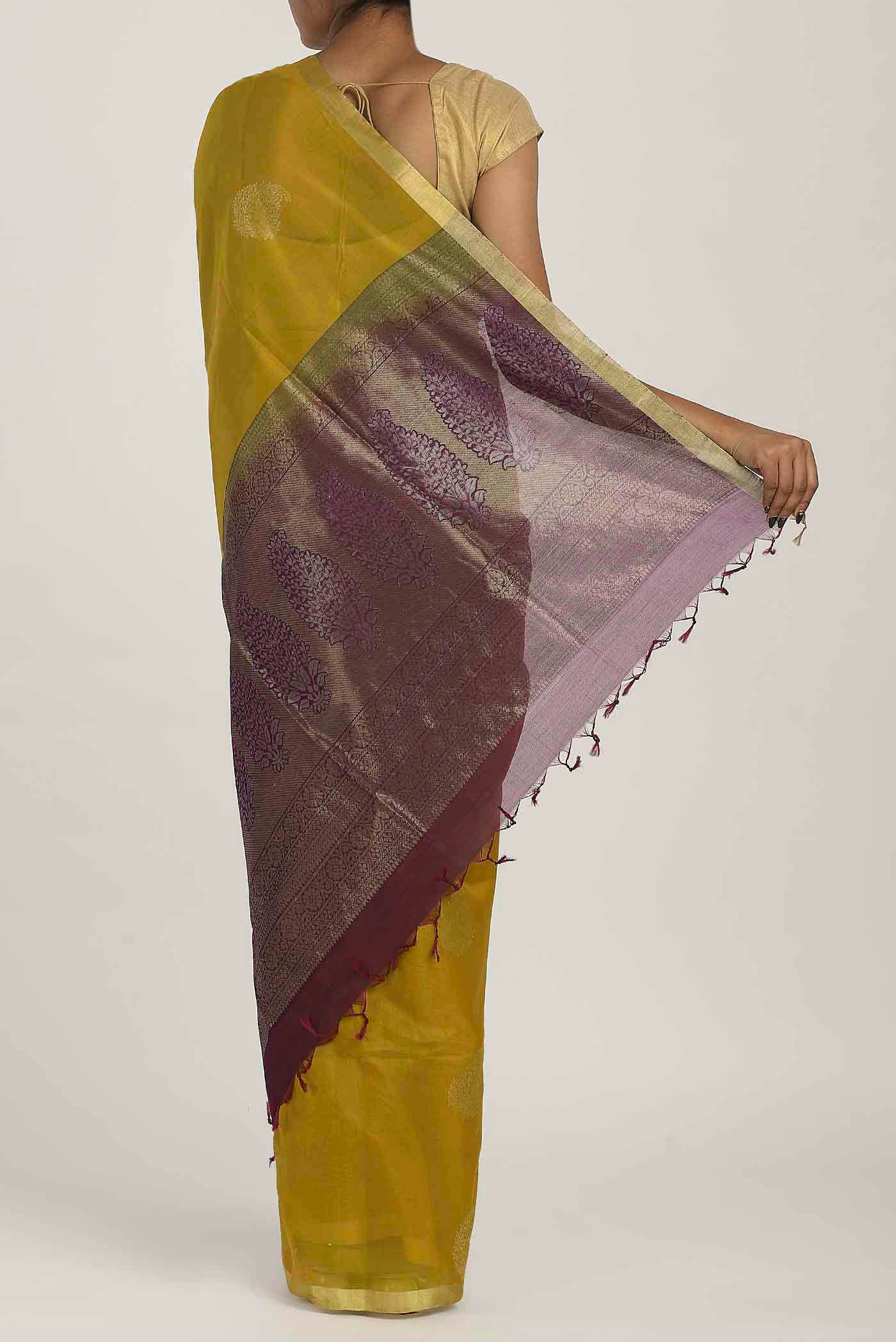 Yellow Silk Cotton Saree