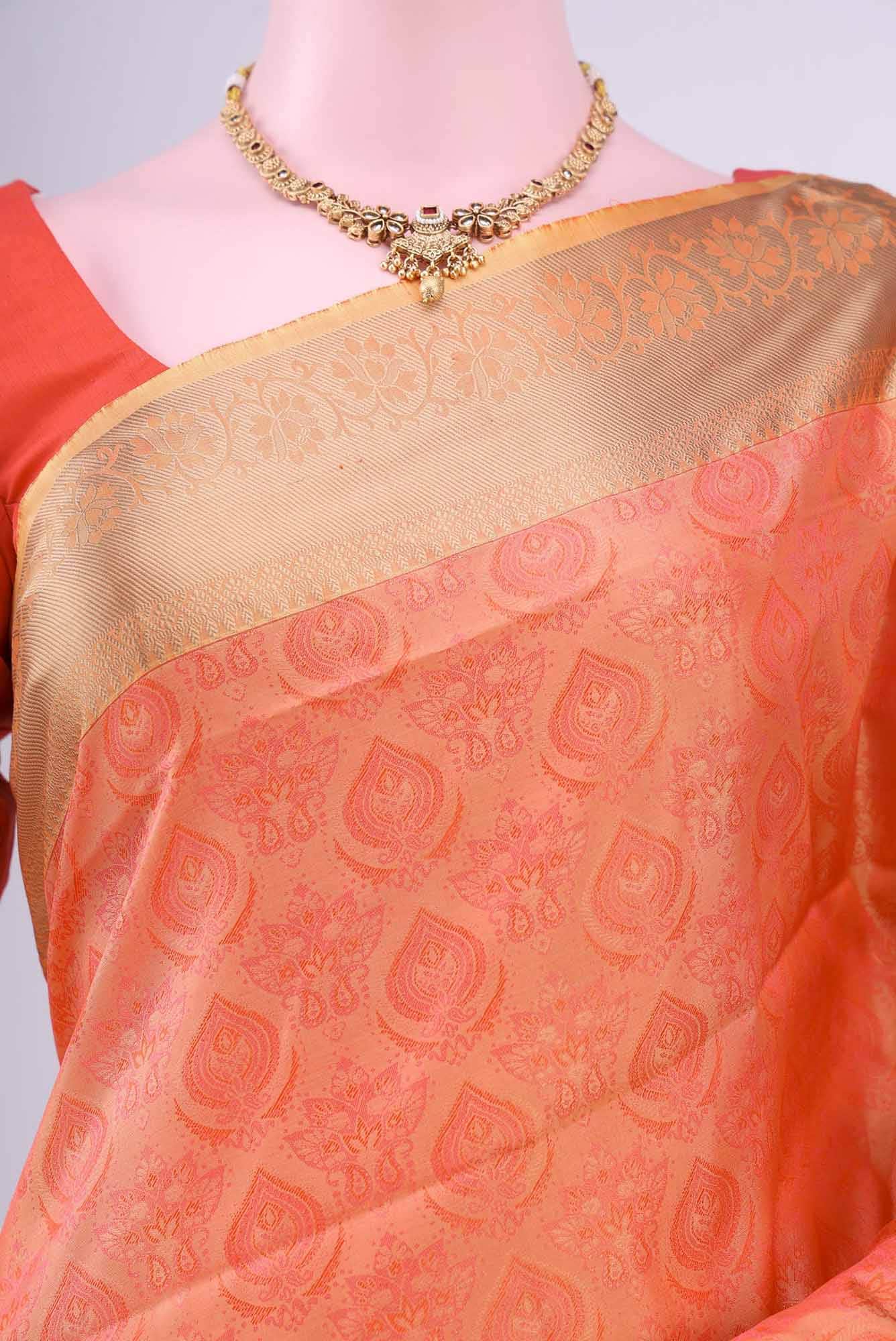 Brick Orange Coimbatore Cotton Saree