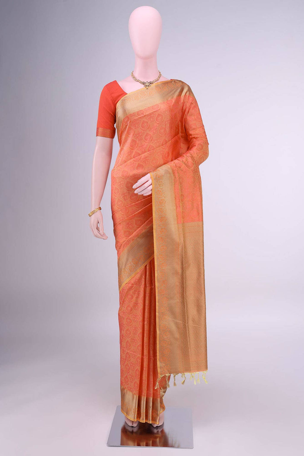 Brick Orange Coimbatore Cotton Saree