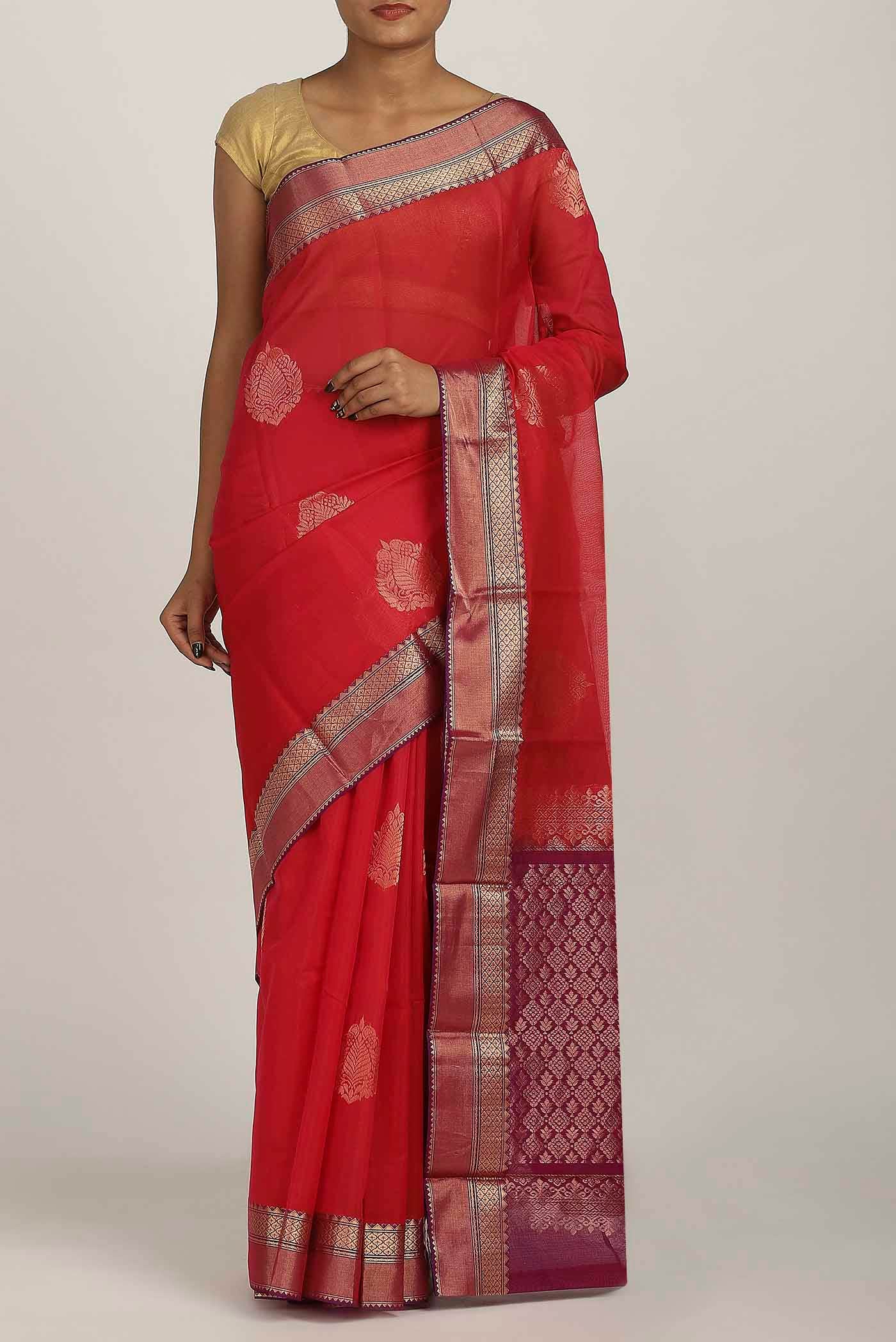 Red Silk Cotton Saree