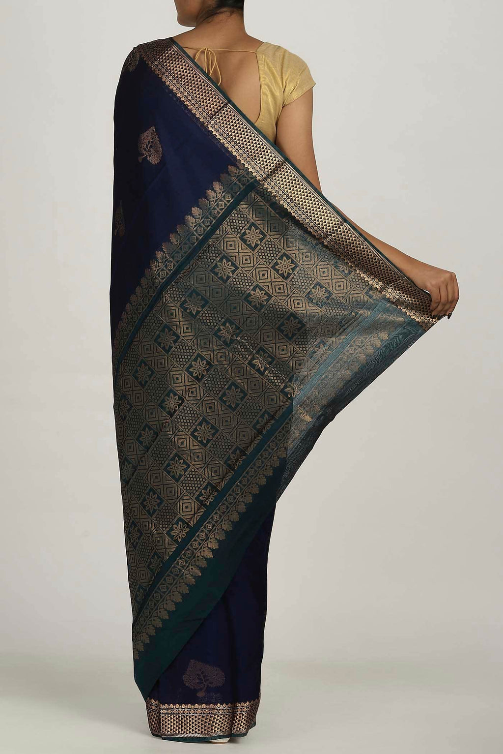 Navy Blue Silk Cotton Saree