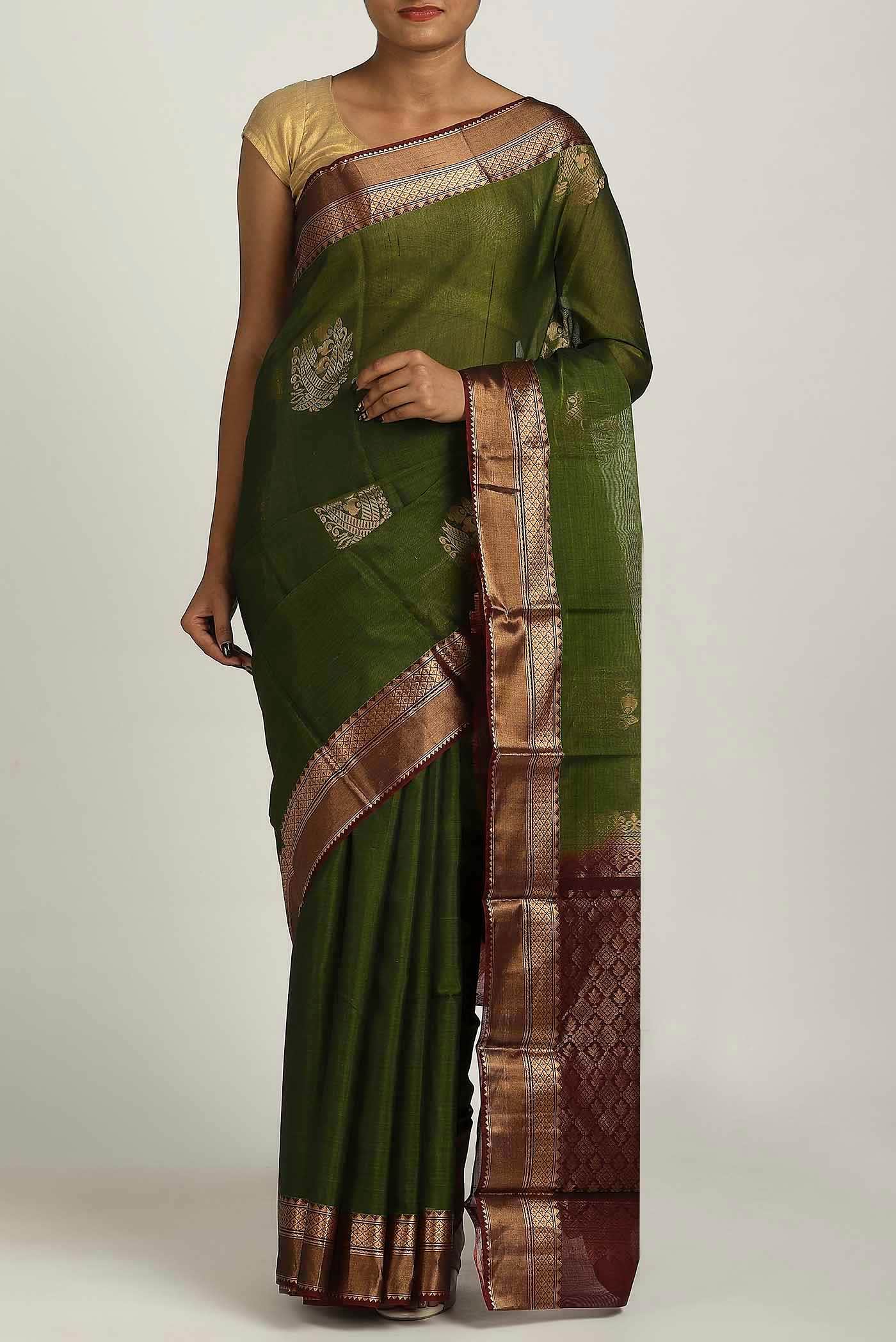 Green Silk Cotton Saree