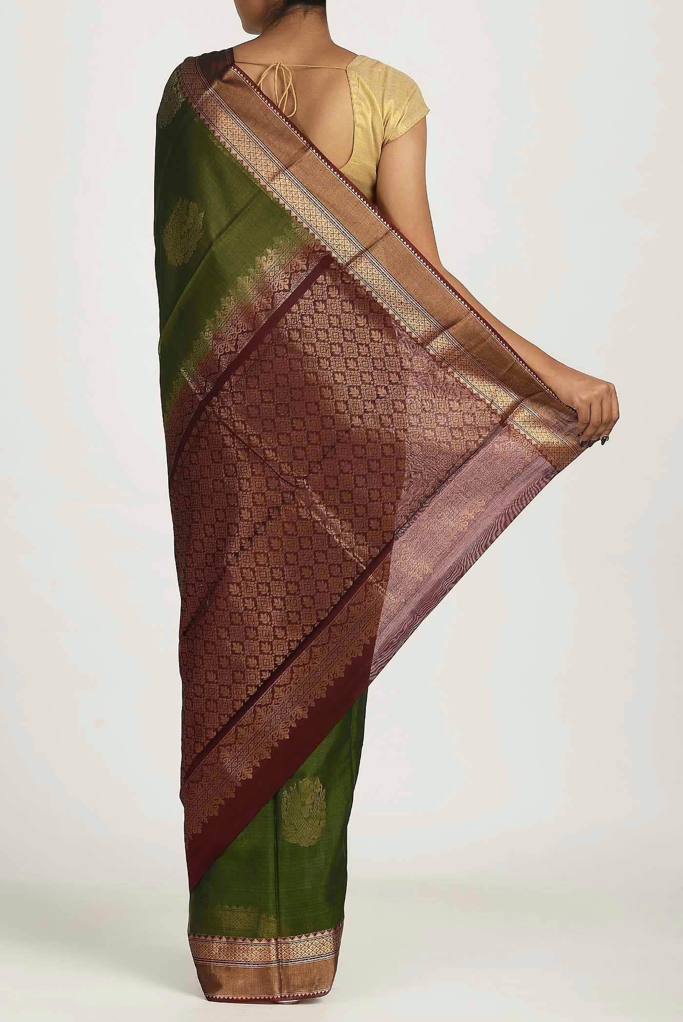 Green Silk Cotton Saree