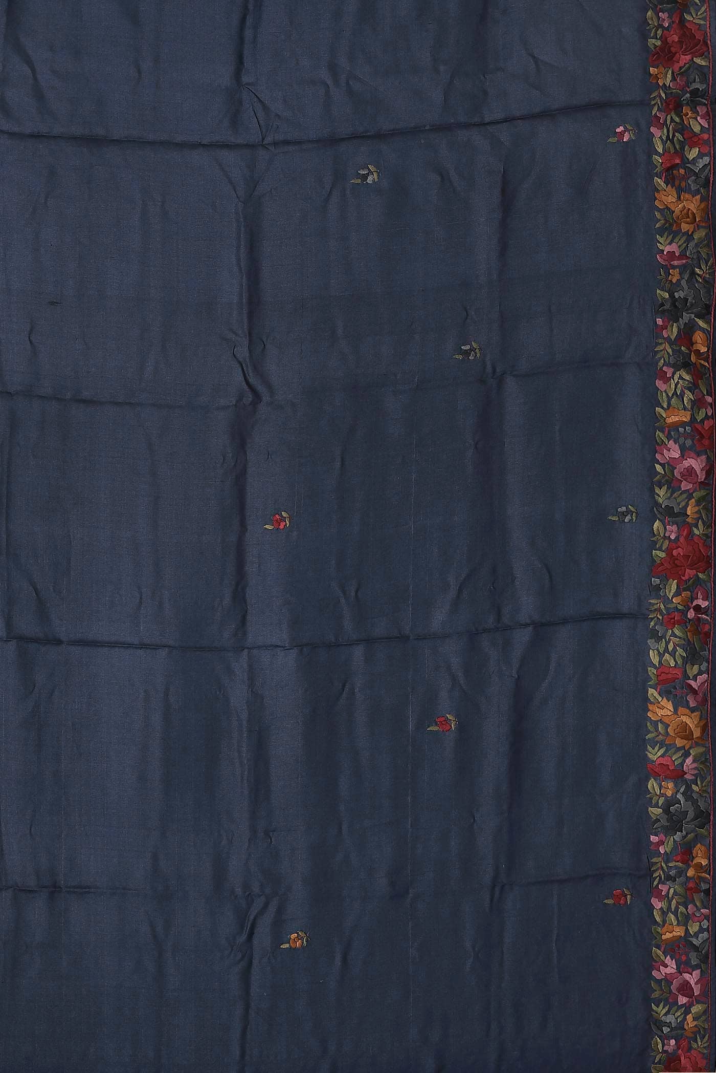 Blue Tussar Silk Saree