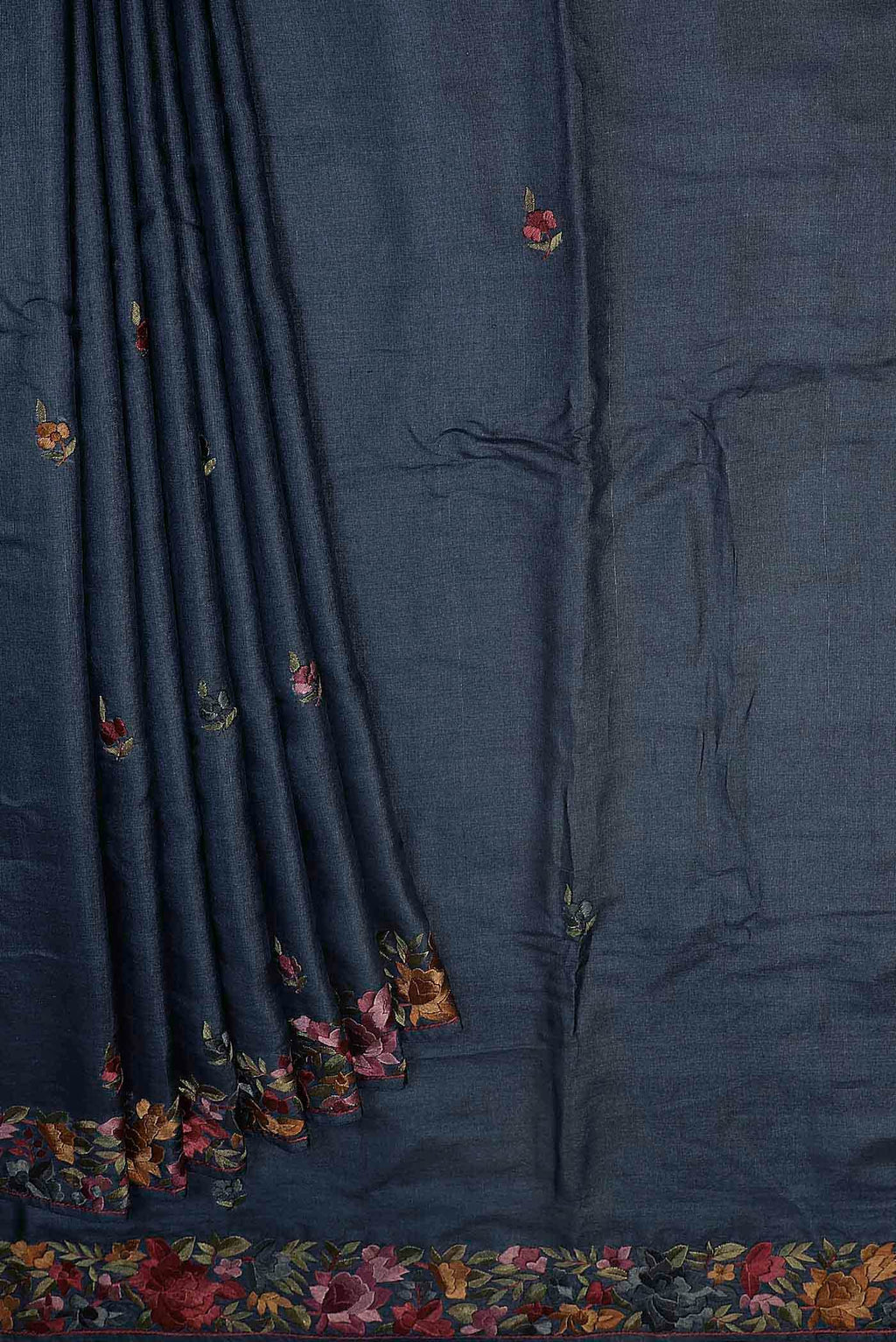 Blue Tussar Silk Saree