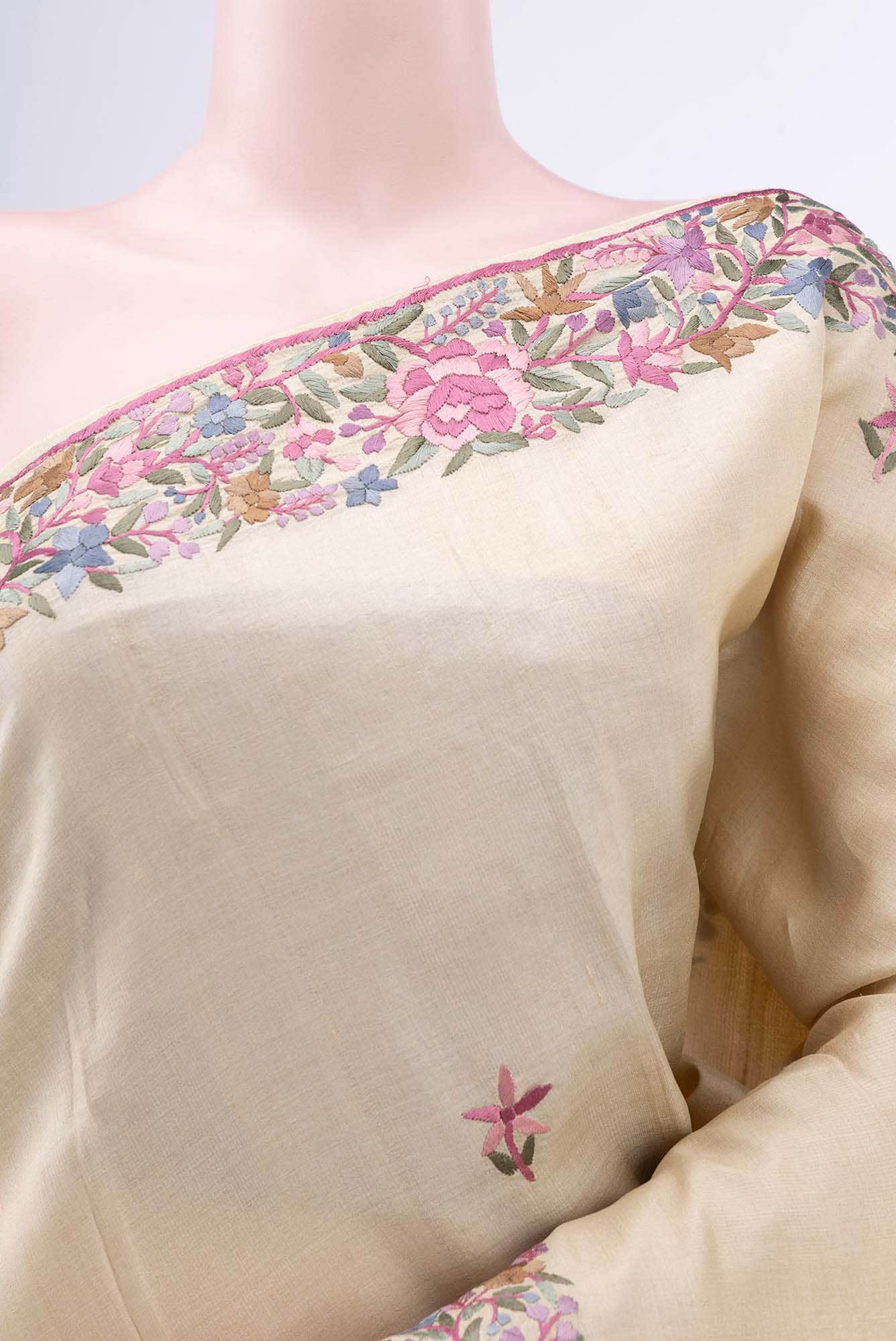 Beige Tussar Saree