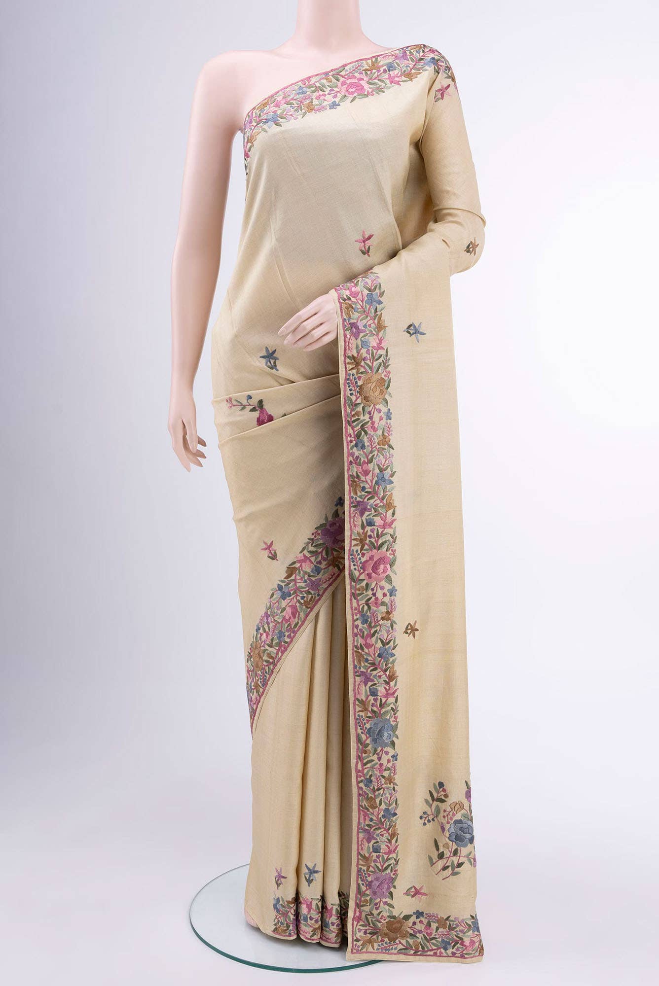 Beige Tussar Saree