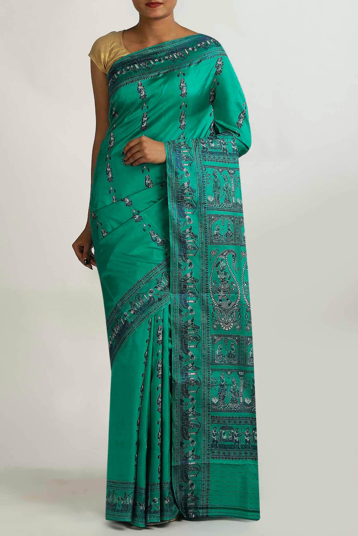 Green Baluchari Silk Saree