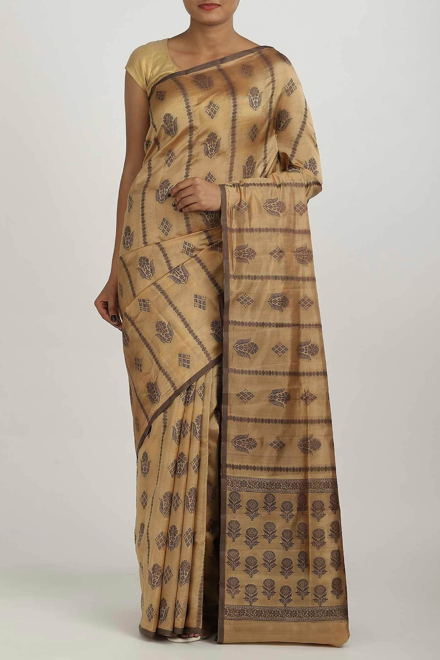 Gold Banarasi Raw Silk Saree