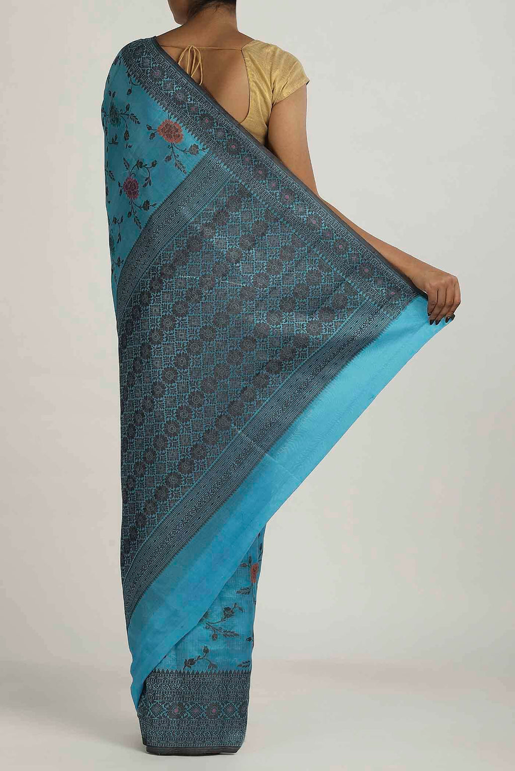 Blue Banarasi Raw Silk Saree