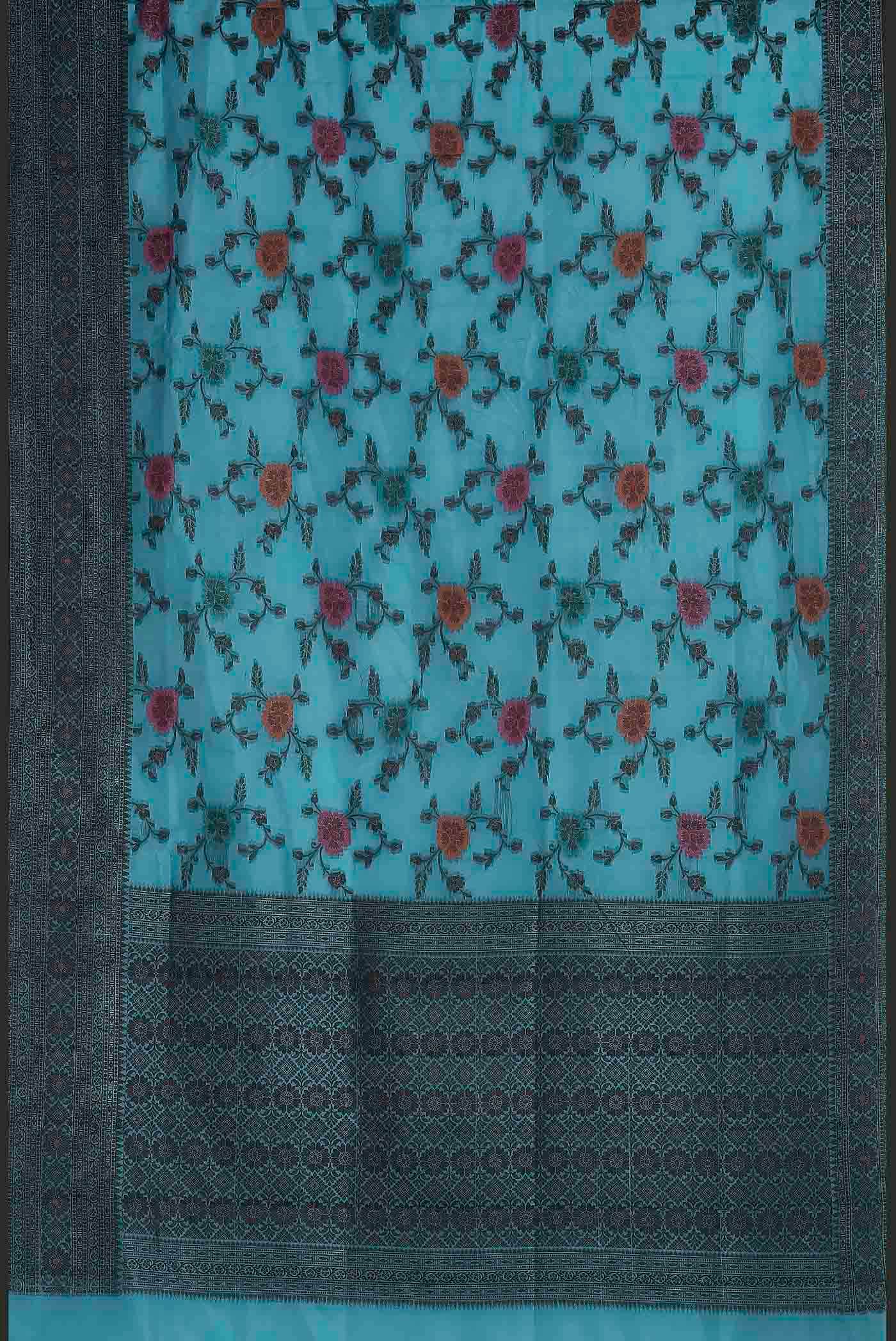 Blue Banarasi Raw Silk Saree