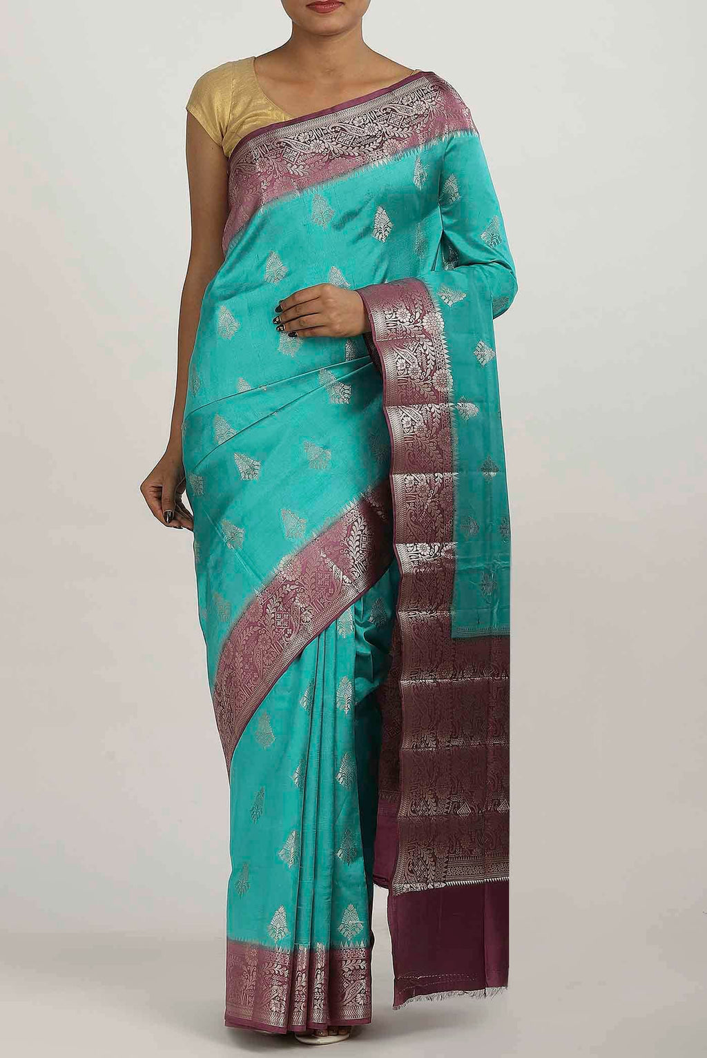 Blue Banarasi Katan Silk Saree