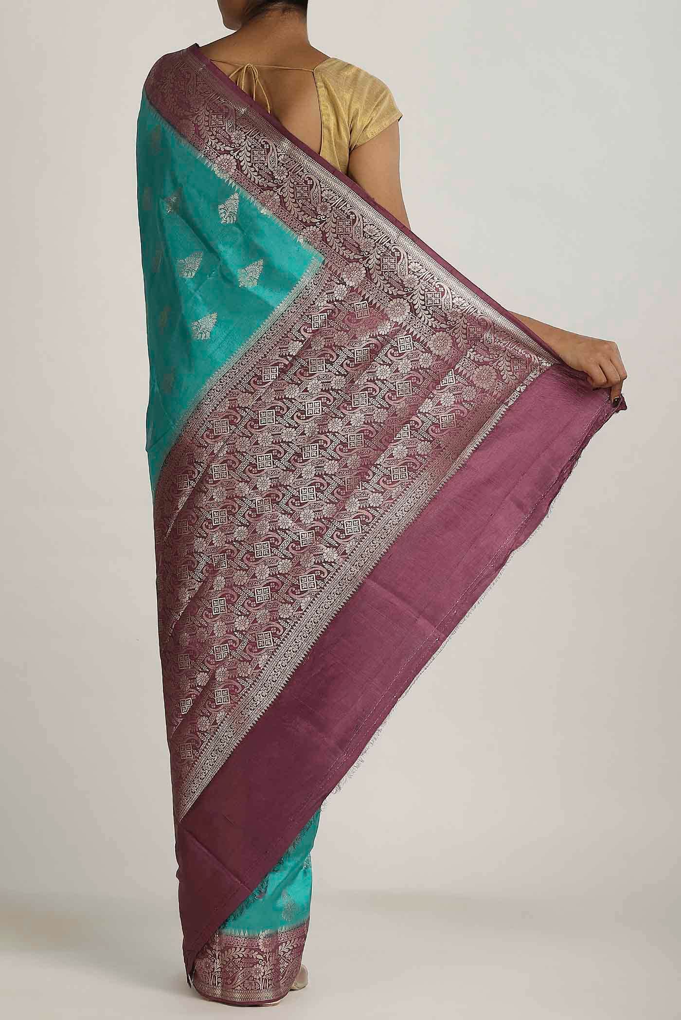 Blue Banarasi Katan Silk Saree