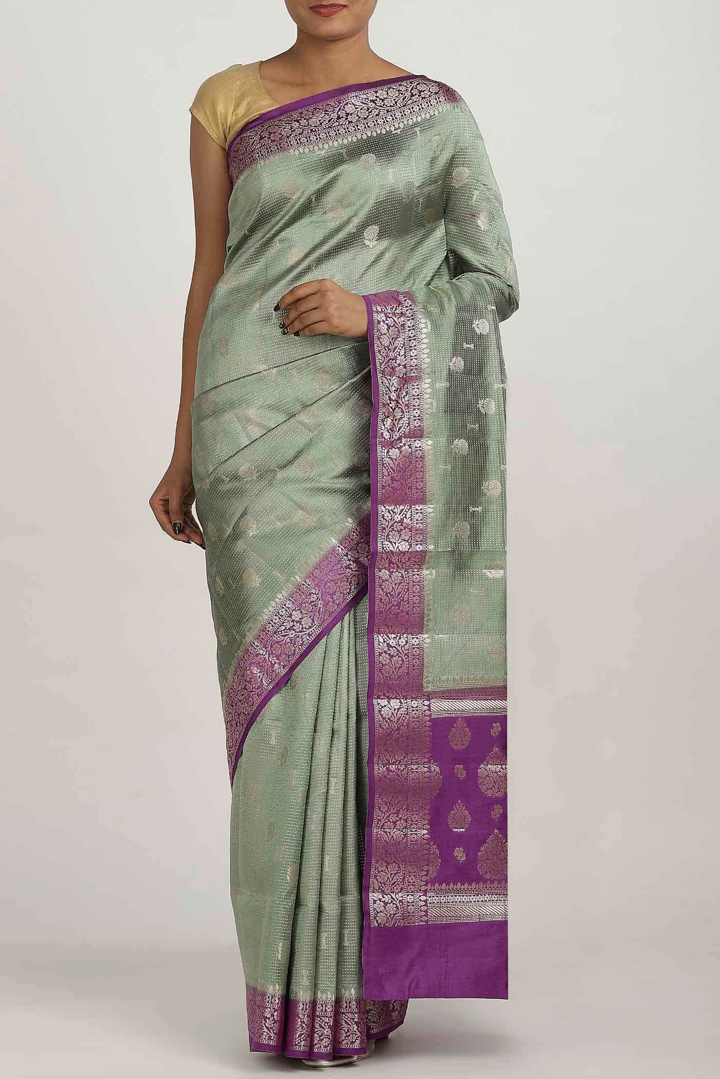 Green Banarasi Raw Silk Saree