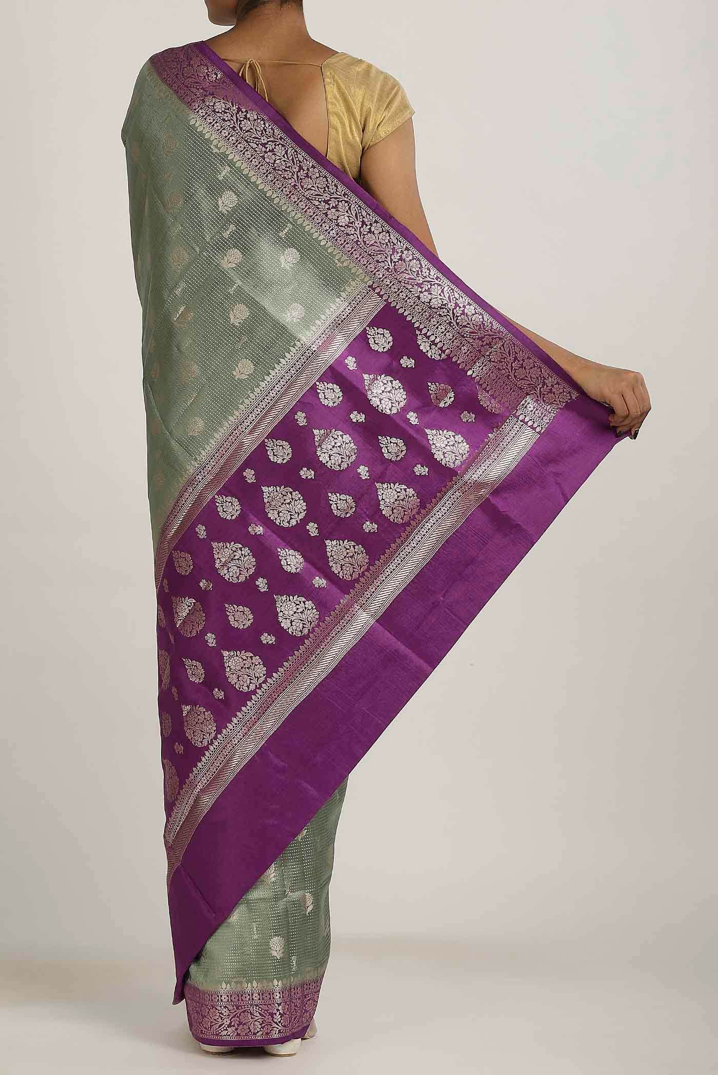Green Banarasi Raw Silk Saree