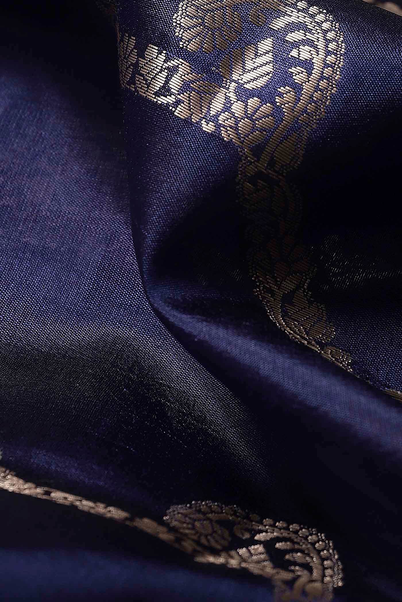 Blue Banarasi Raw Silk Saree