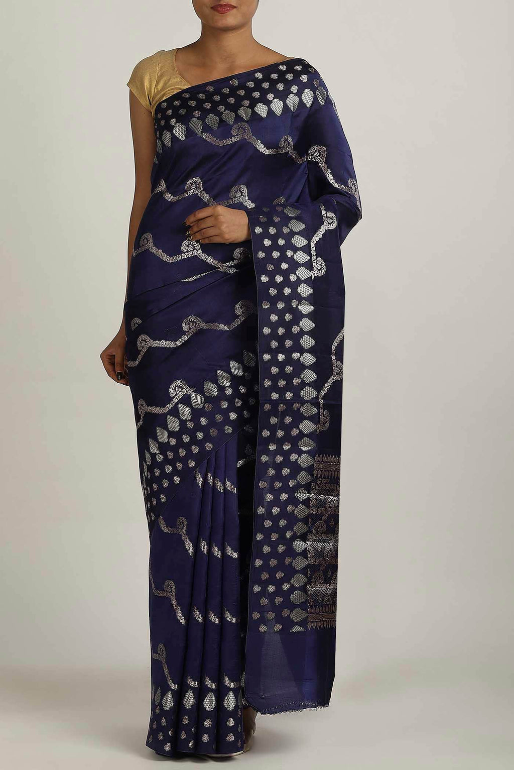 Blue Banarasi Raw Silk Saree