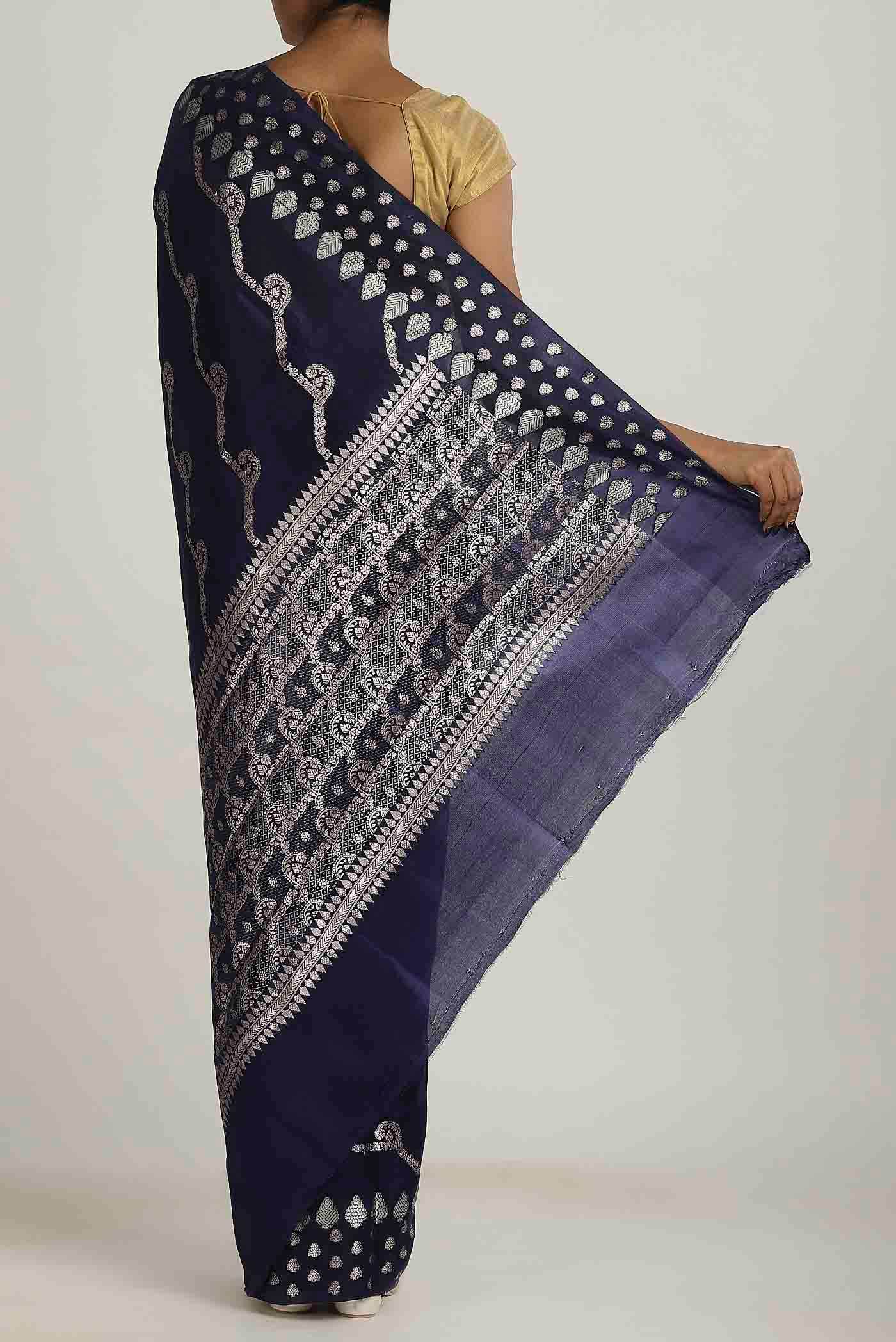 Blue Banarasi Raw Silk Saree