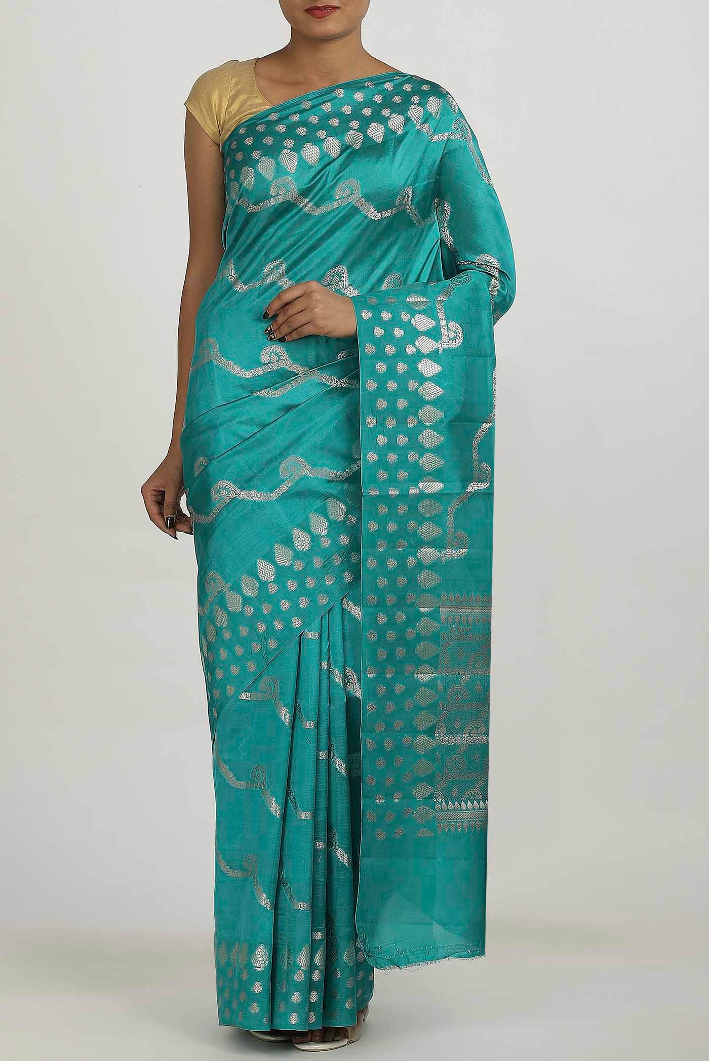 Blue Banarasi Raw Silk Saree