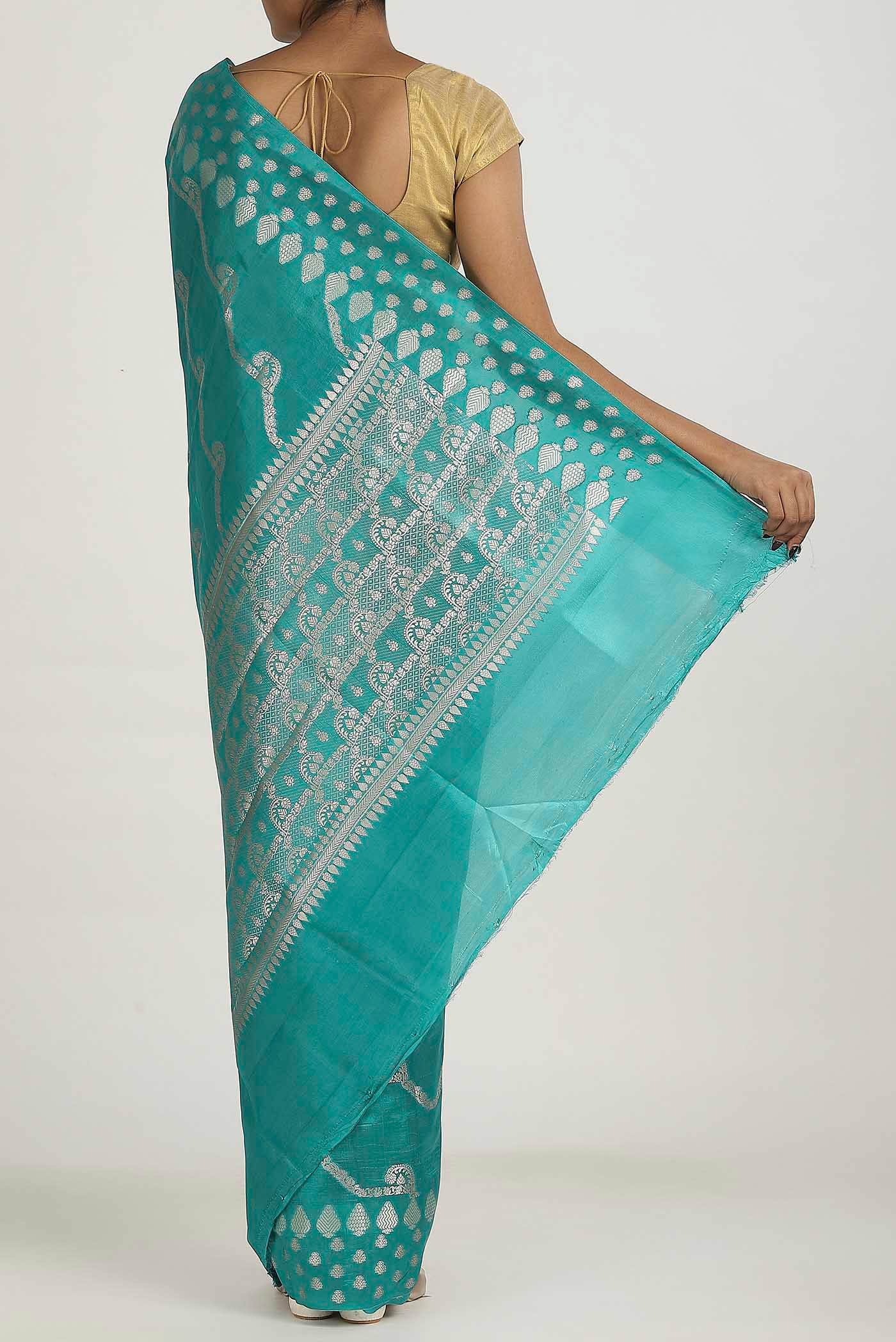 Blue Banarasi Raw Silk Saree