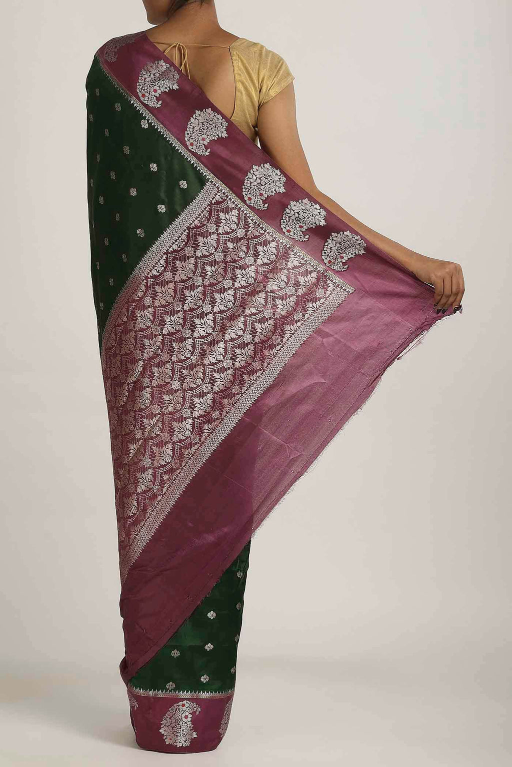 Green Banarasi Raw Silk Saree