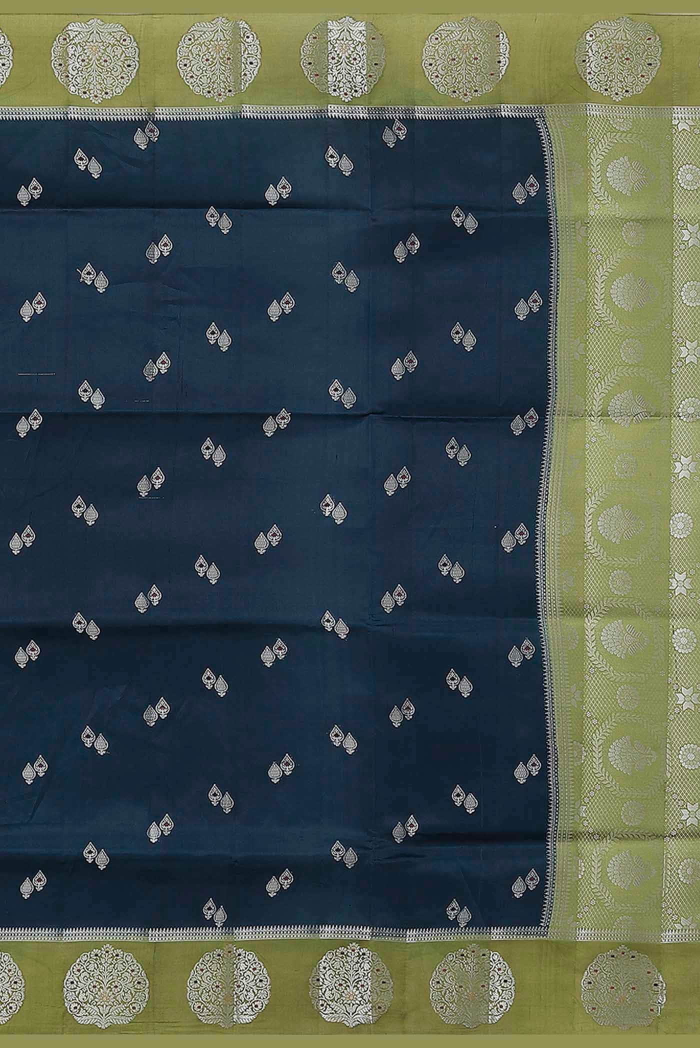 Blue Banarasi Raw Silk Saree
