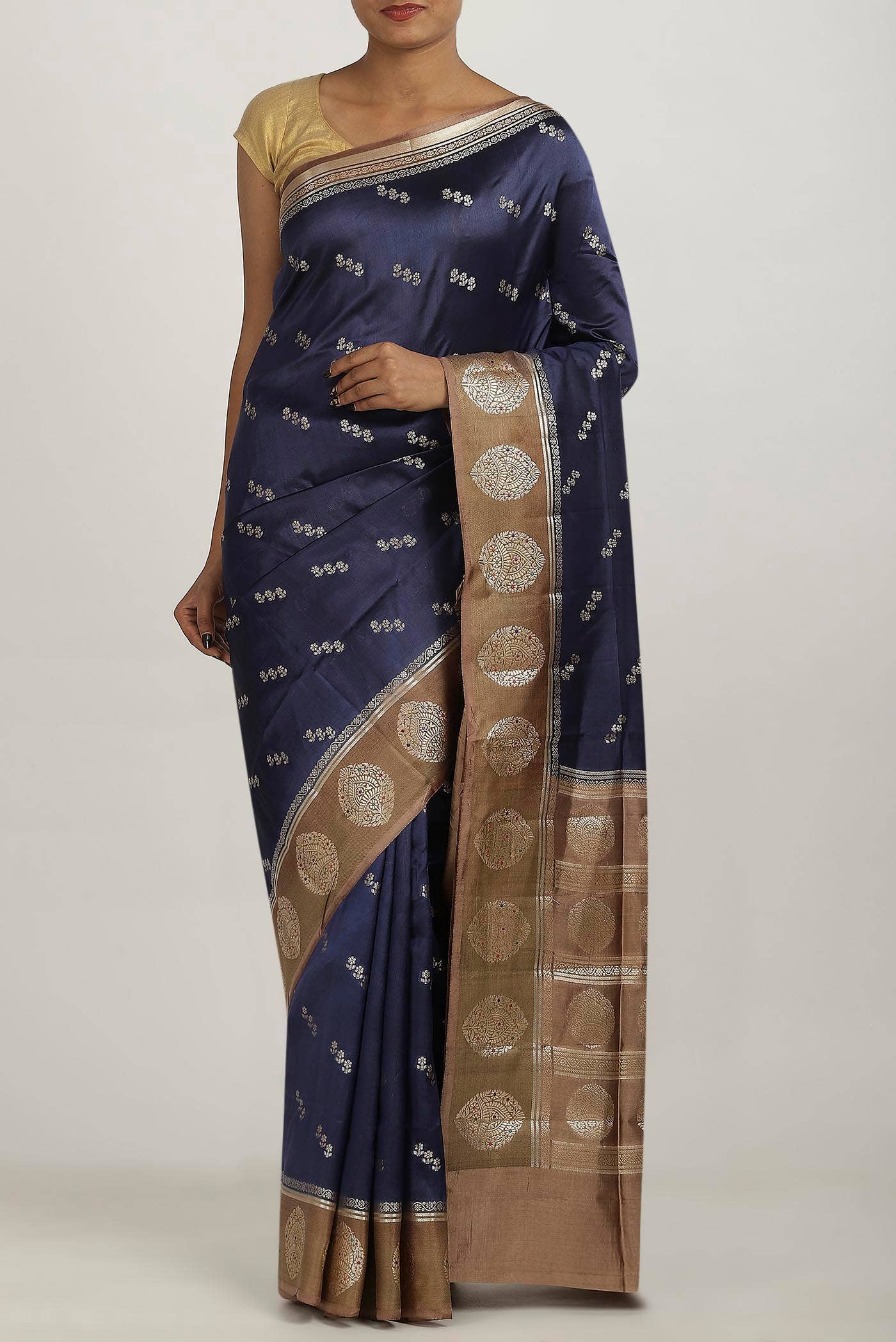 Blue Banarasi Raw Silk Saree