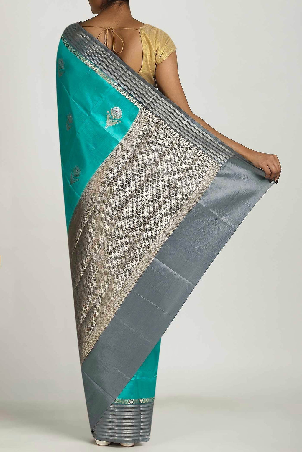Blue Banarasi Raw Silk Saree