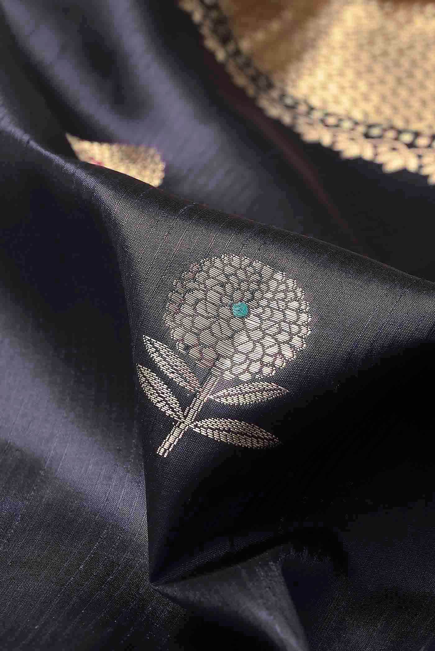 Blue Banarasi Raw Silk Saree