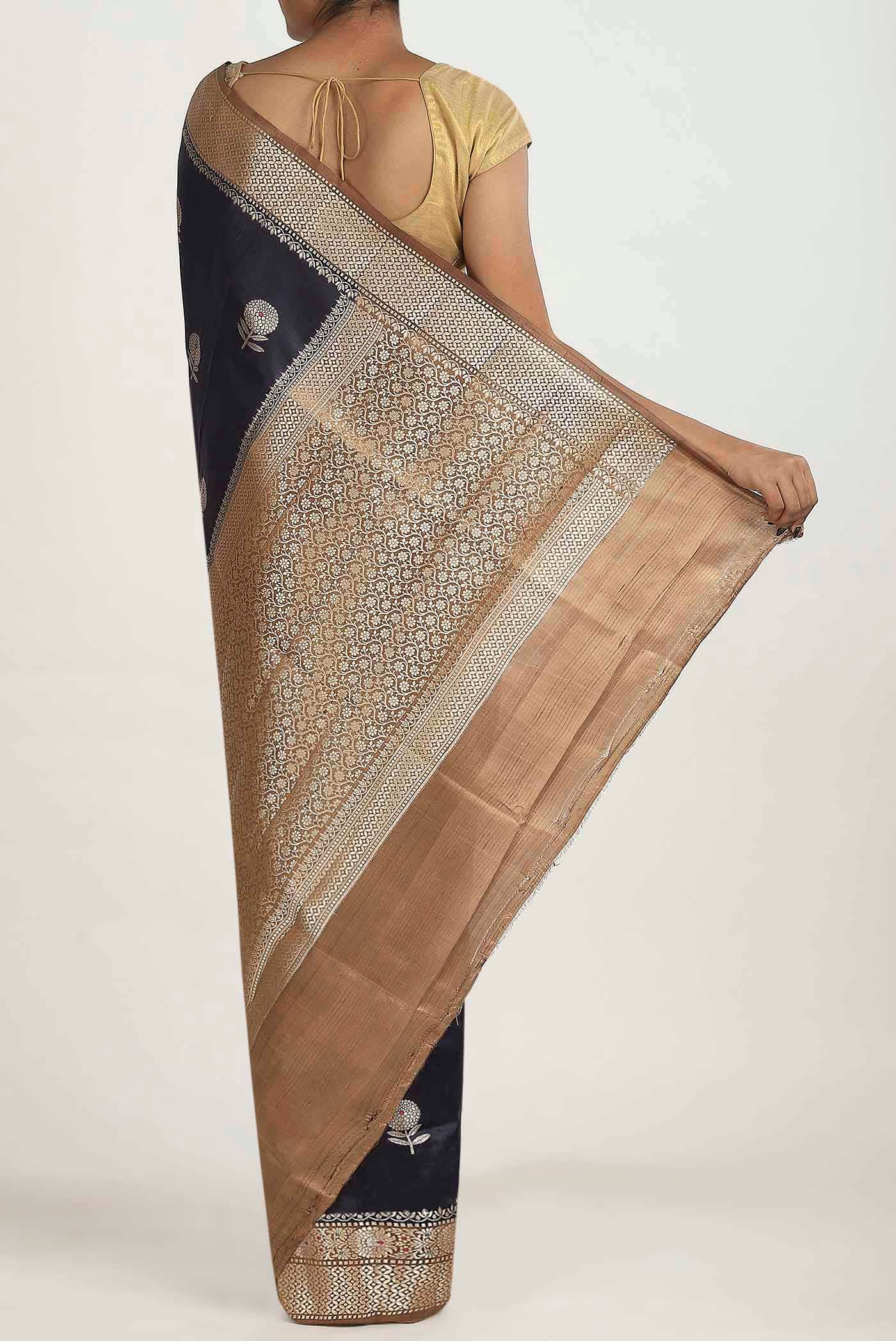 Blue Banarasi Raw Silk Saree