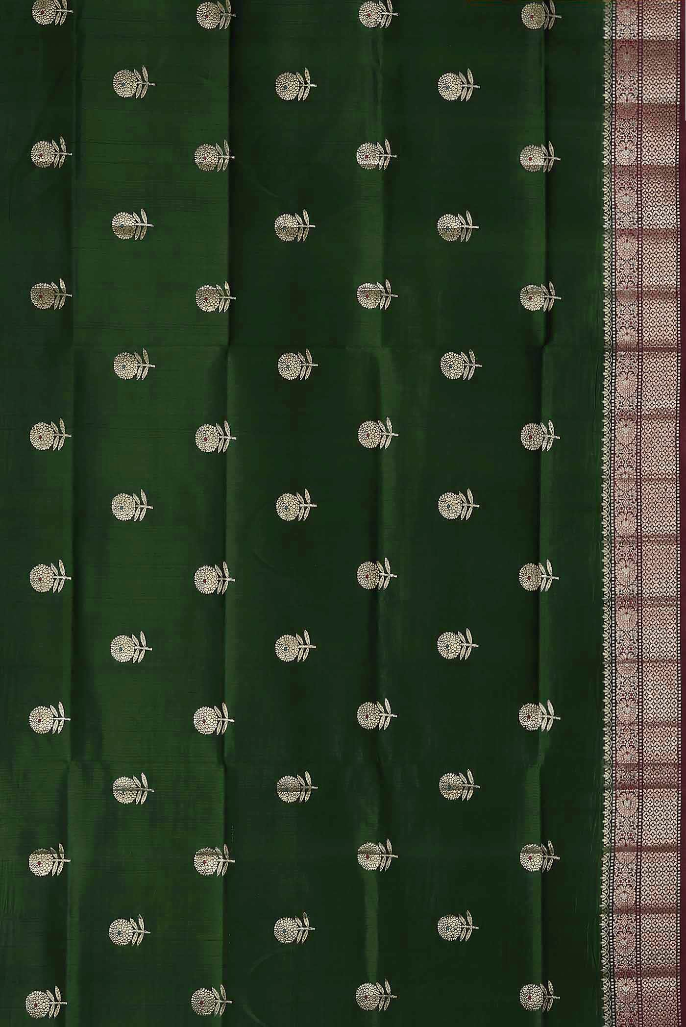 Green Banarasi Raw Silk Saree