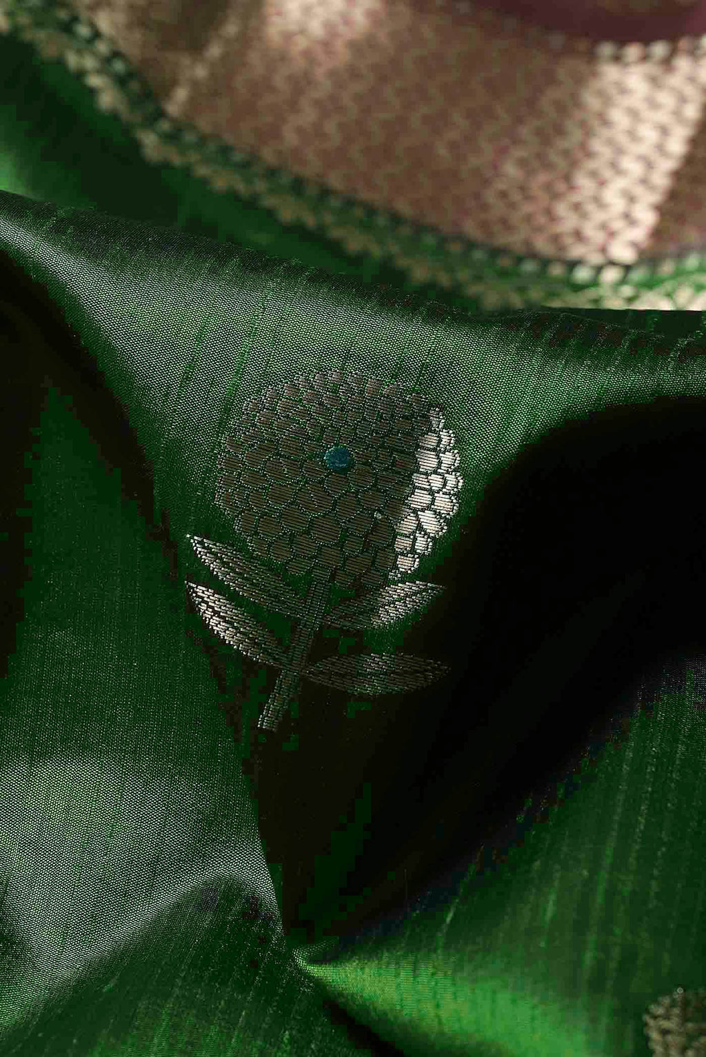 Green Banarasi Raw Silk Saree